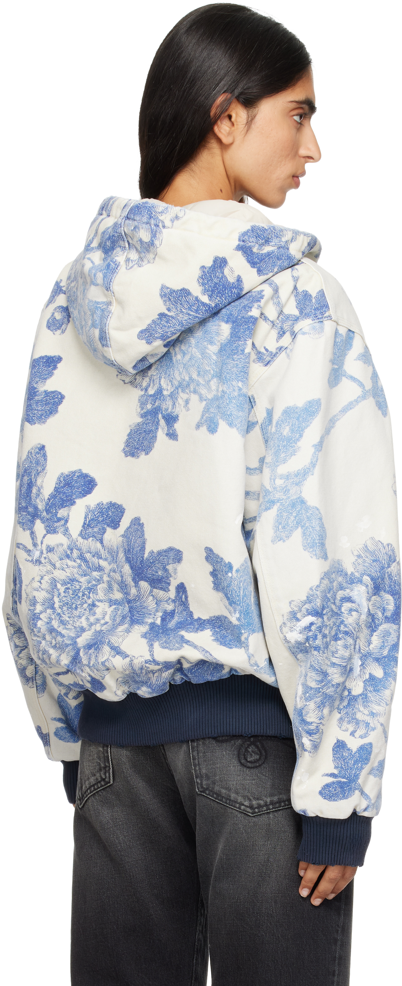 R13 - Blouson de travail décontracté blanc et bleu