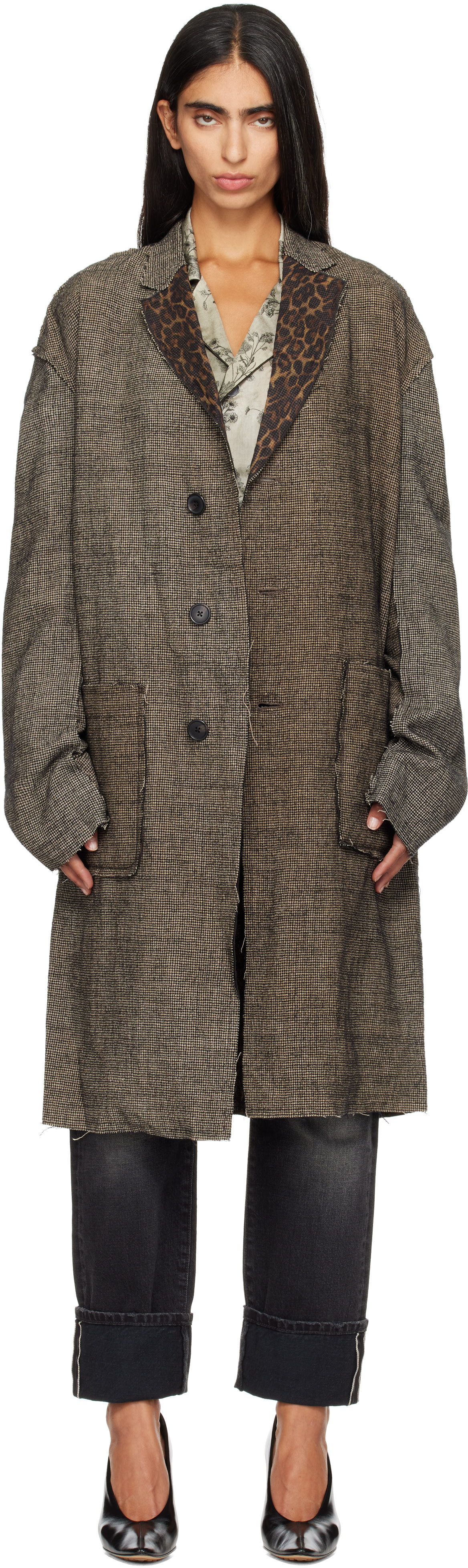 R13 - Gray Double Layer Raw Cut Reversible Coat