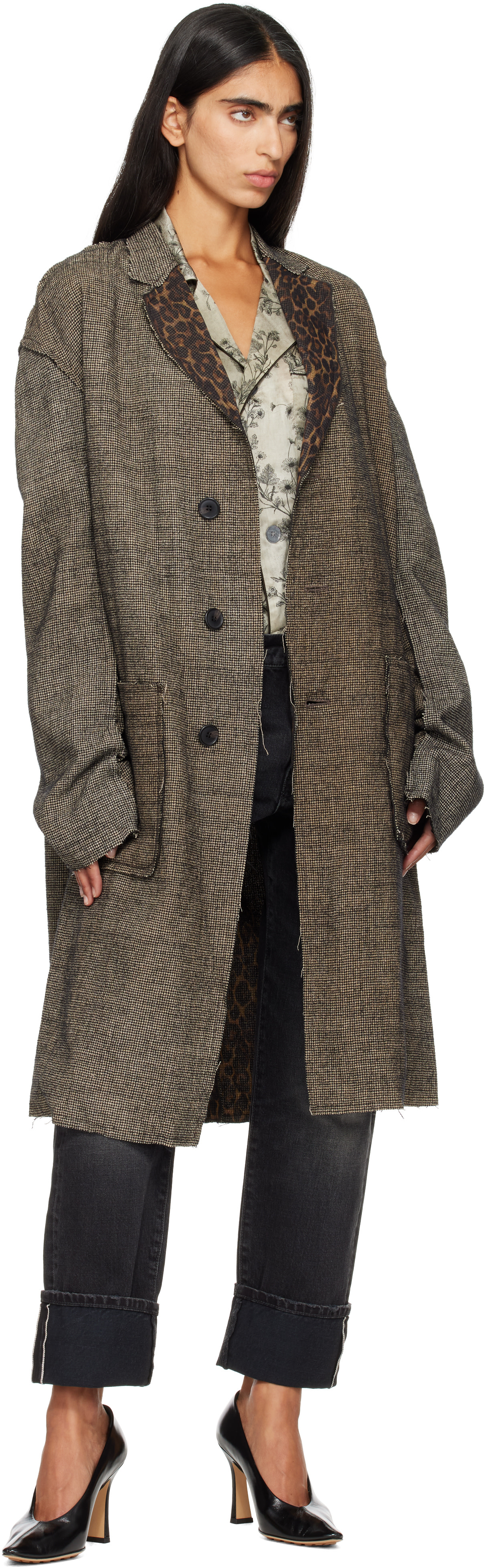 R13 - Gray Double Layer Raw Cut Reversible Coat
