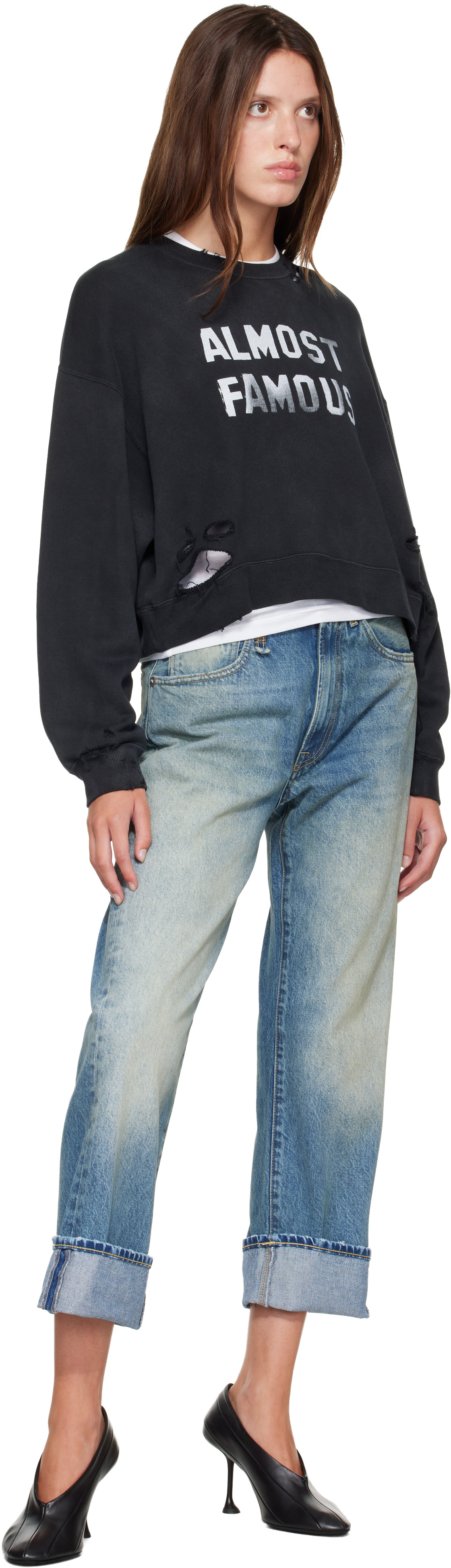 R13: Blue Cuffed X-Boyfriend Jeans | SSENSE