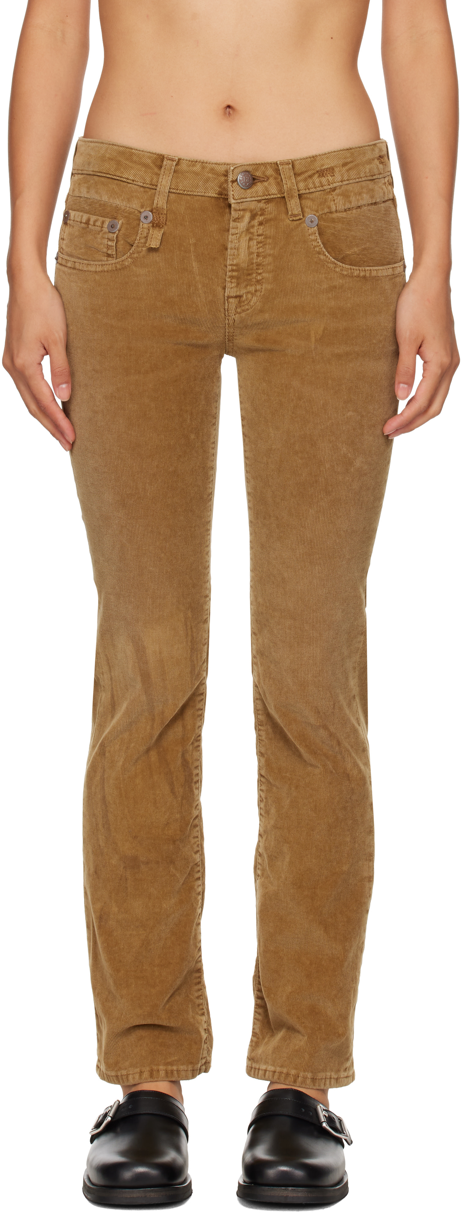 R13 - Pantalon évasé Boy brun