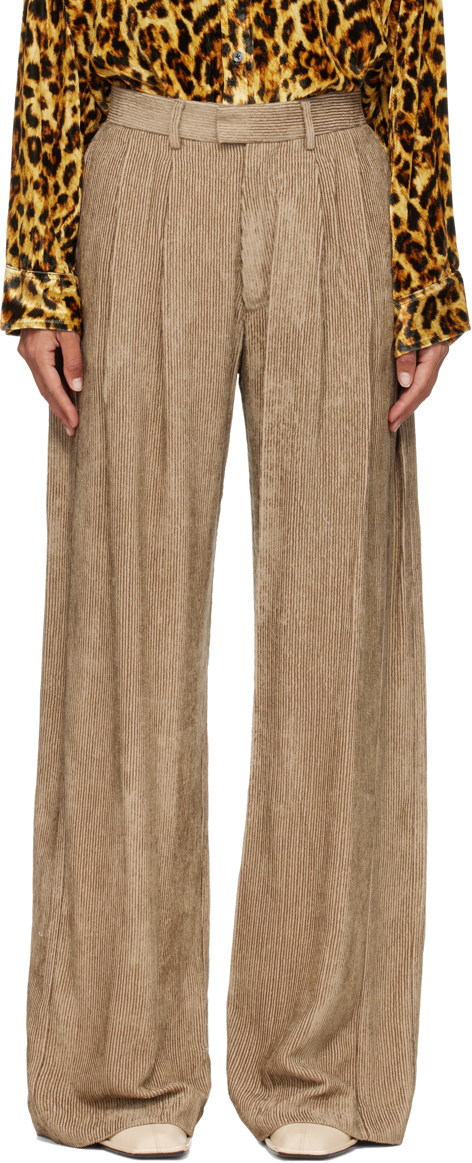 R13 - Pantalon ample kaki à plis
