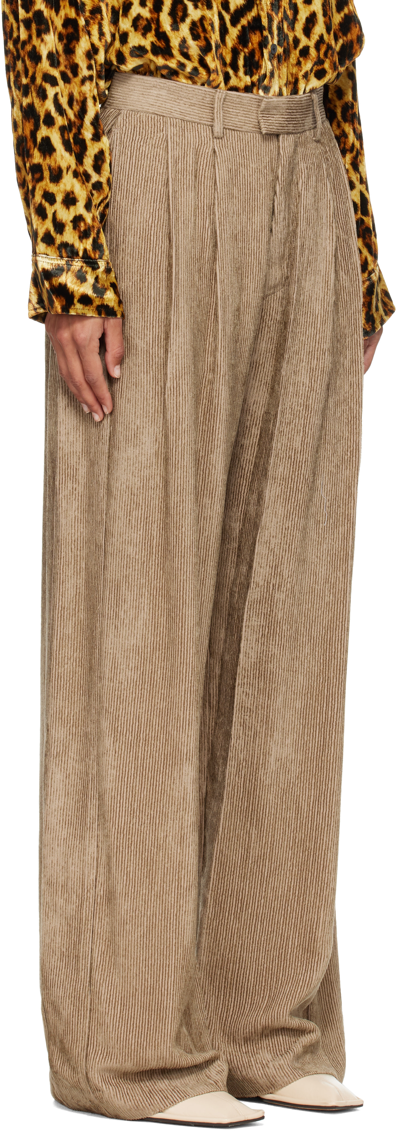 R13 - Pantalon ample kaki à plis