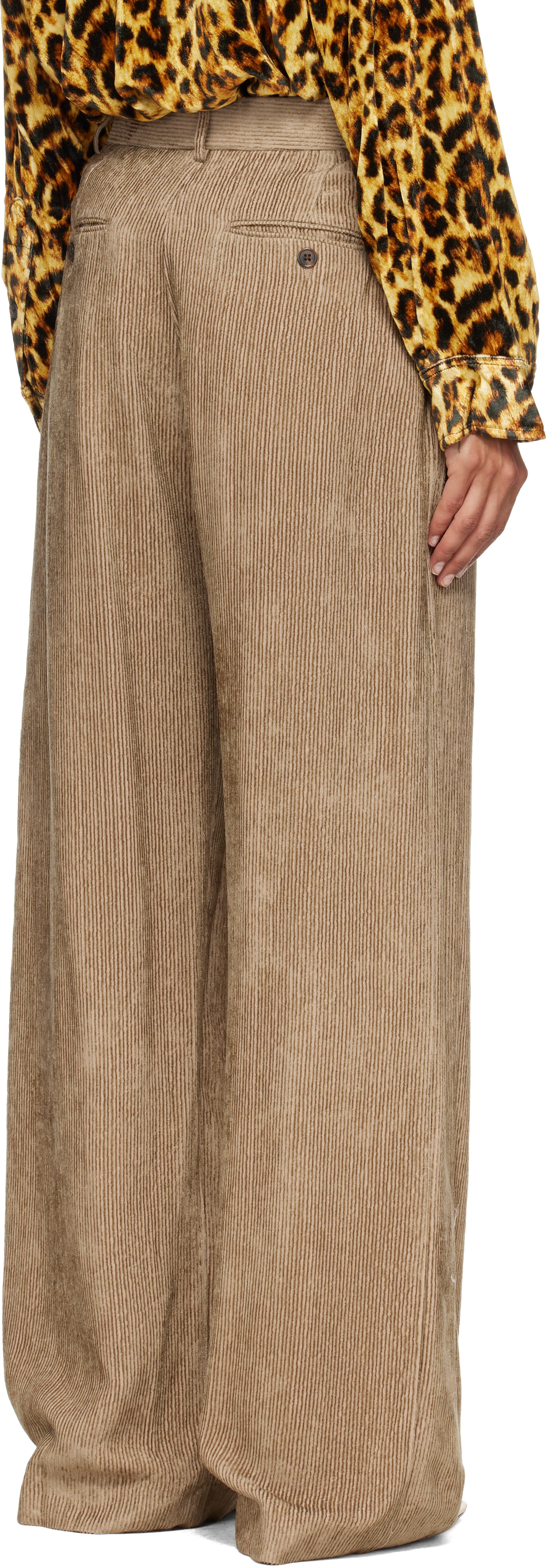 R13 - Pantalon ample kaki à plis