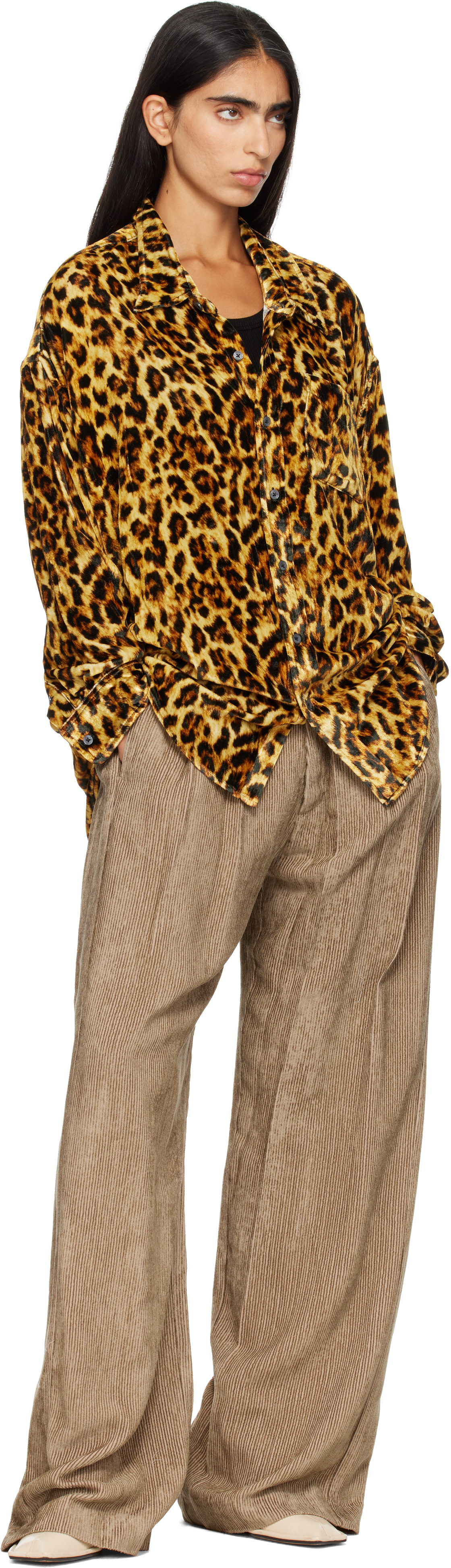 R13 - Pantalon ample kaki à plis