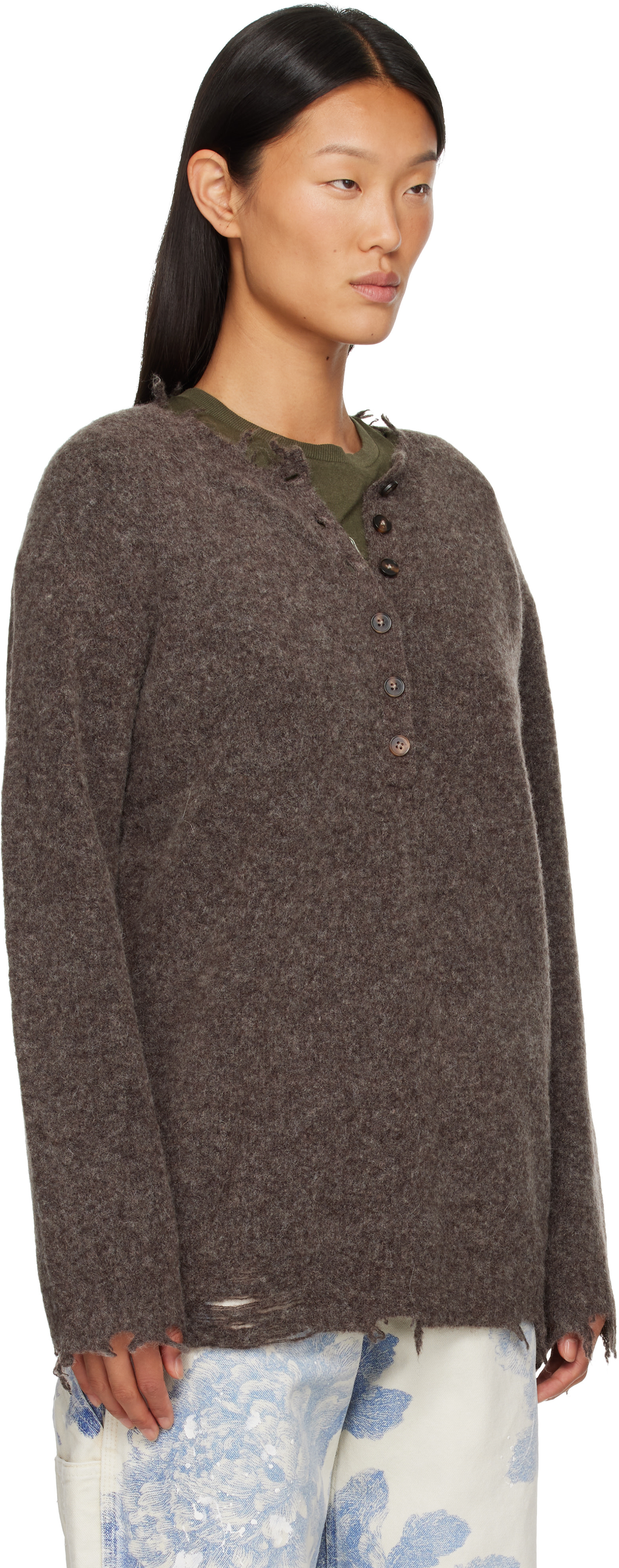 R13 - Henley décontracté brun