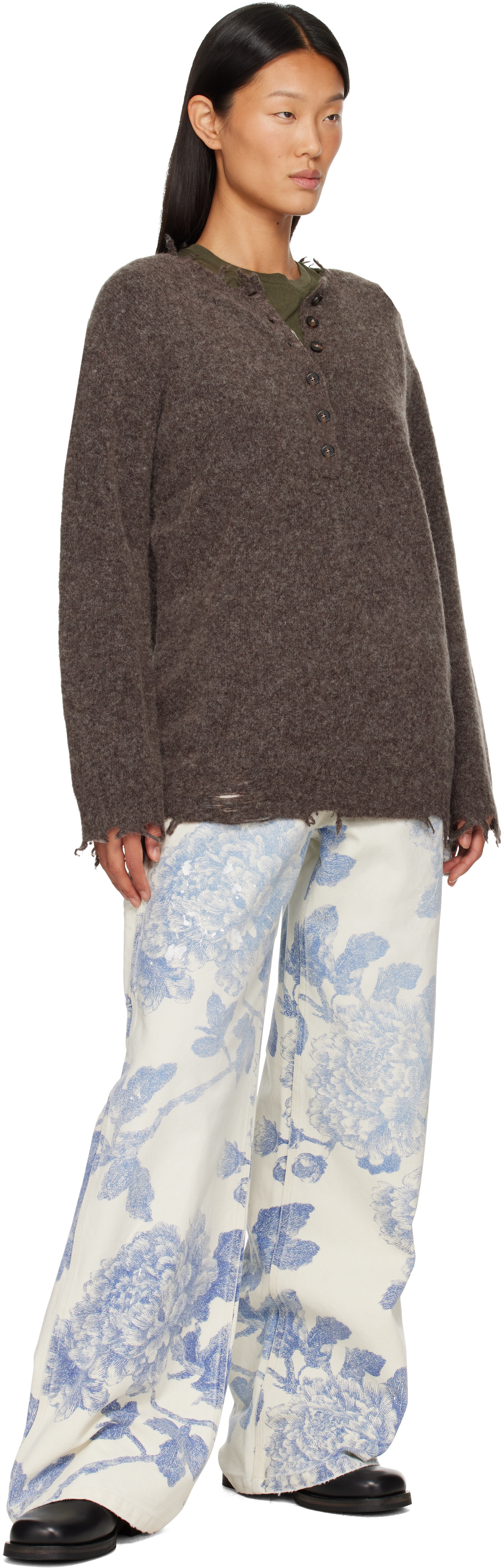 R13 - Henley décontracté brun