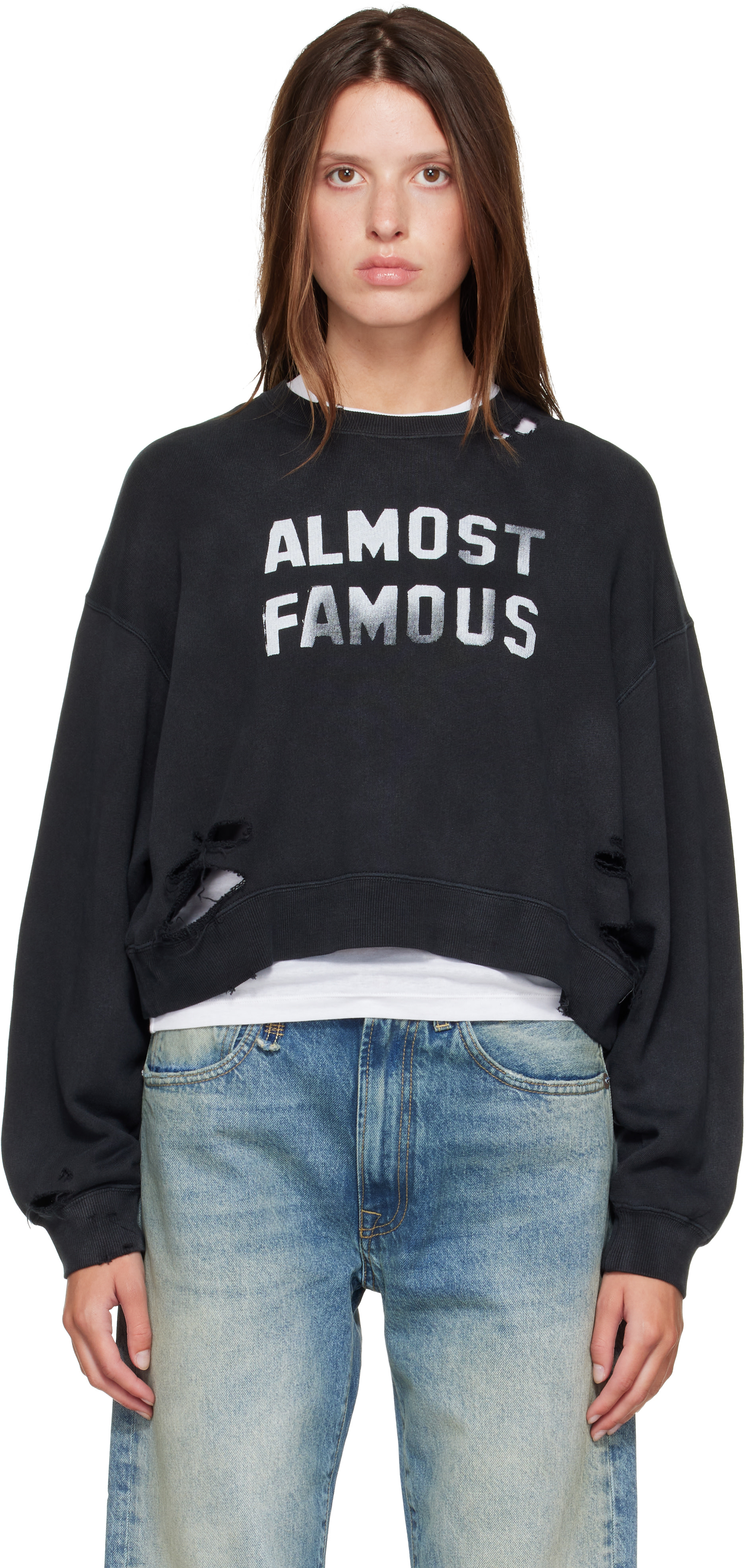 R13 - Pull molletonné 'Almost Famous' noir