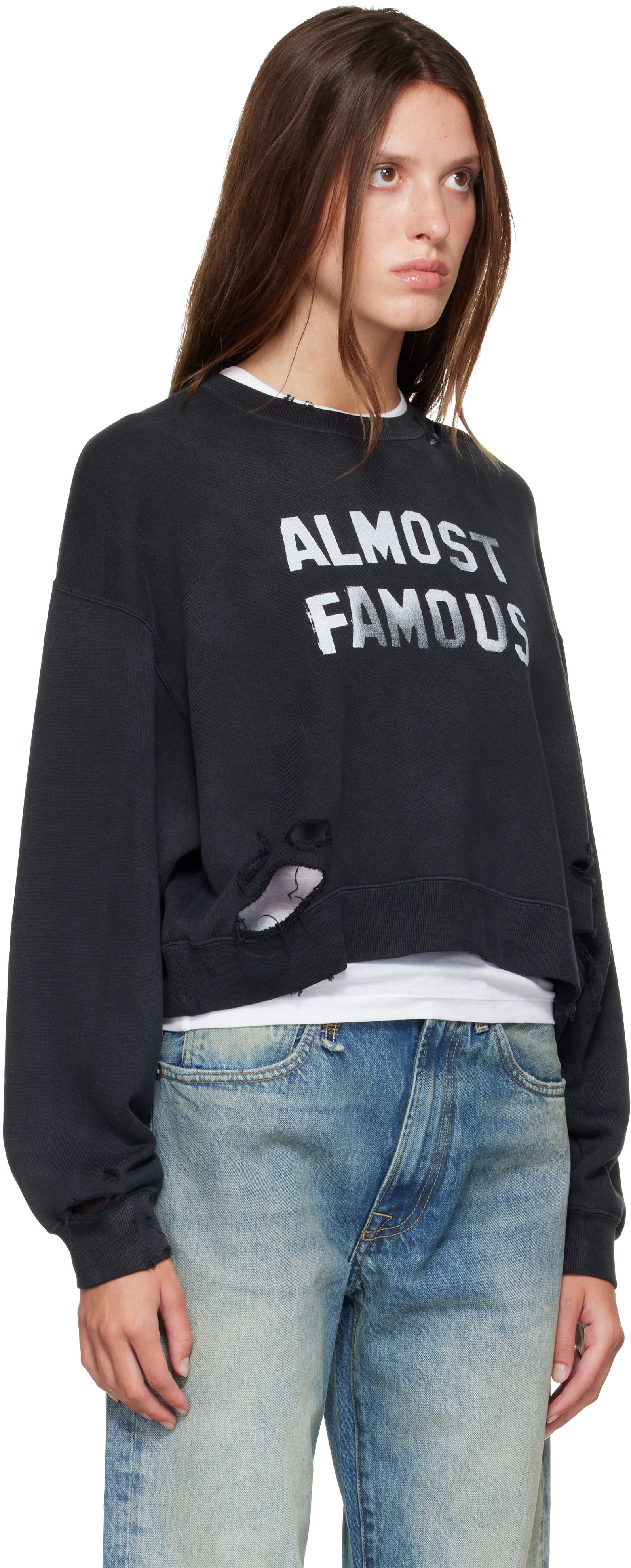 R13 - Pull molletonné 'Almost Famous' noir