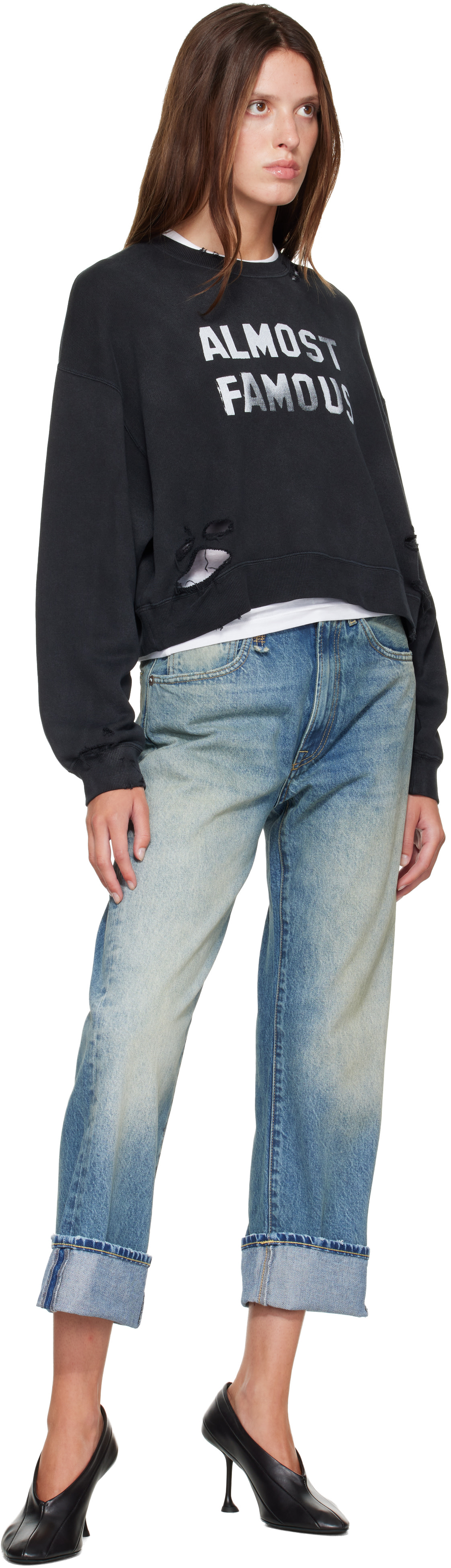 R13 - Pull molletonné 'Almost Famous' noir