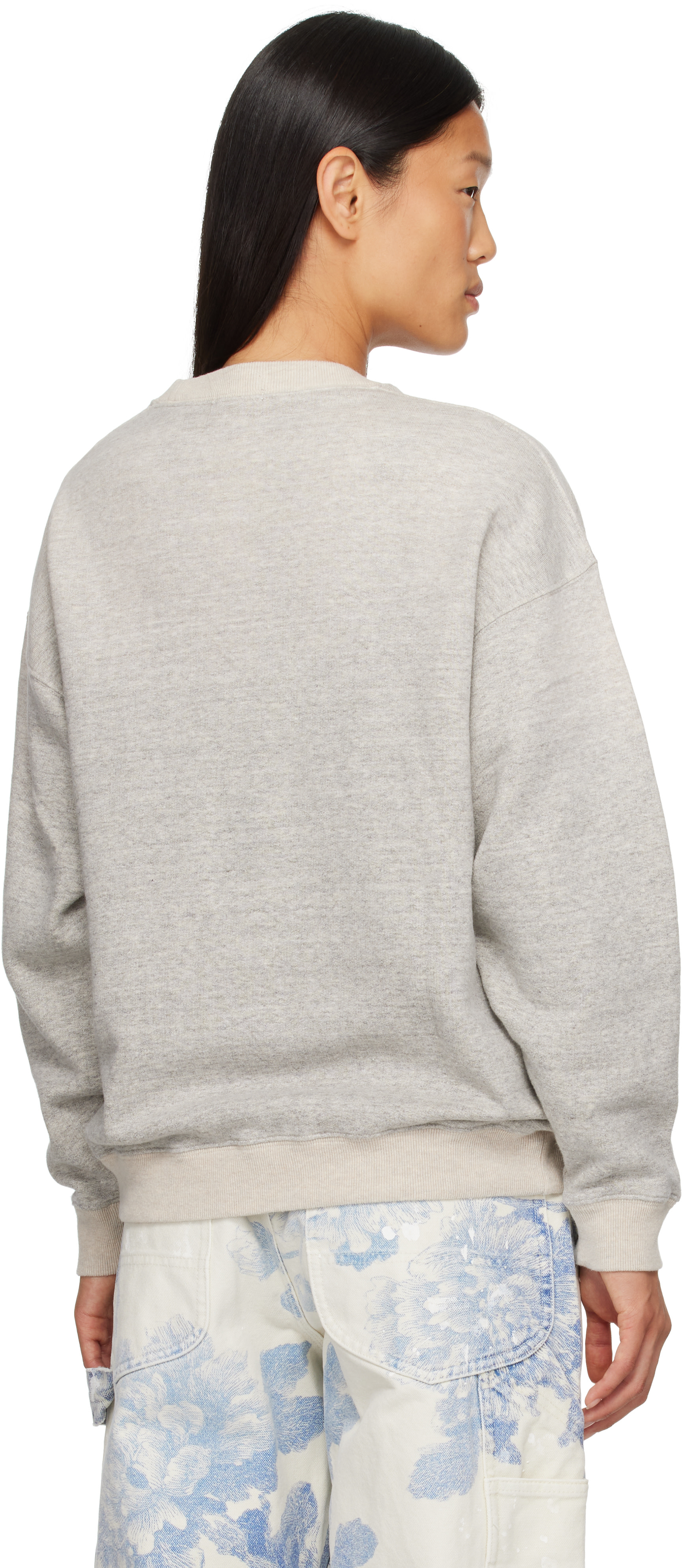 R13 - Pull molletonné surdimensionné 'Whatever' gris à col ras du cou