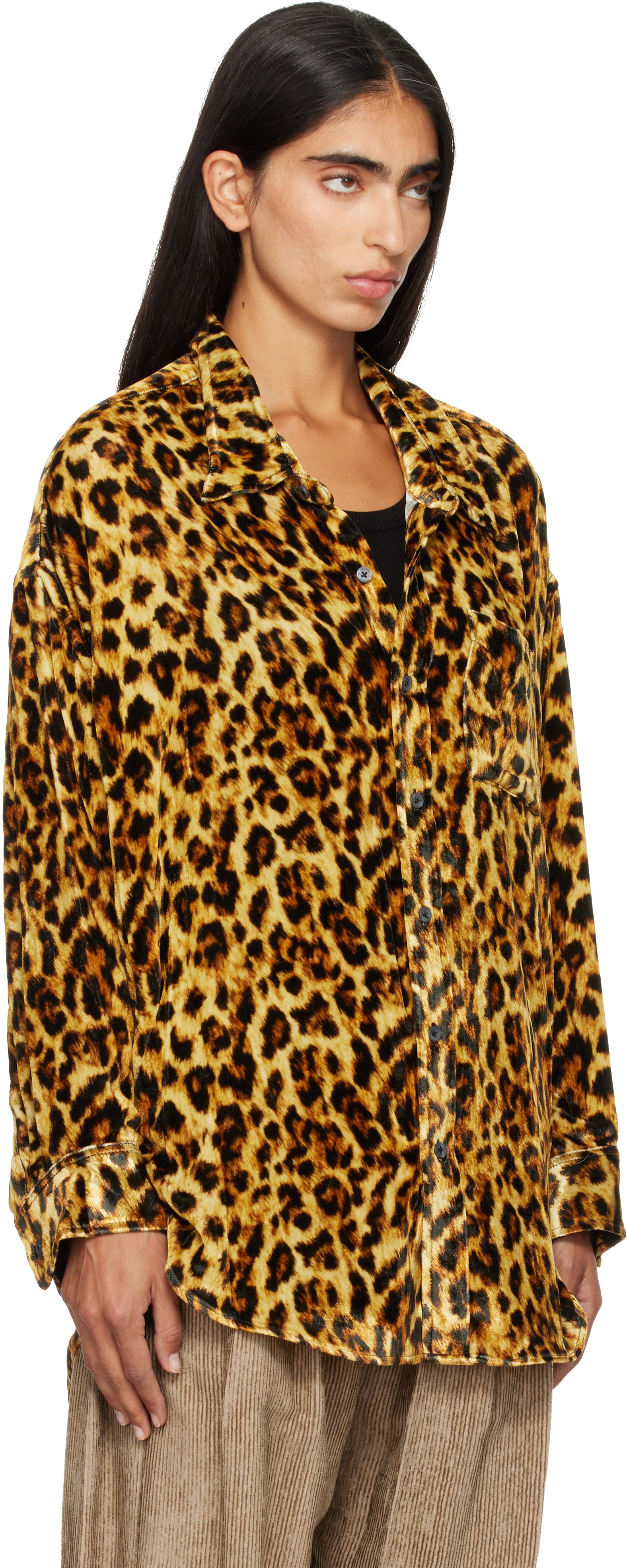 R13 - 베이지 드롭 넥 셔츠