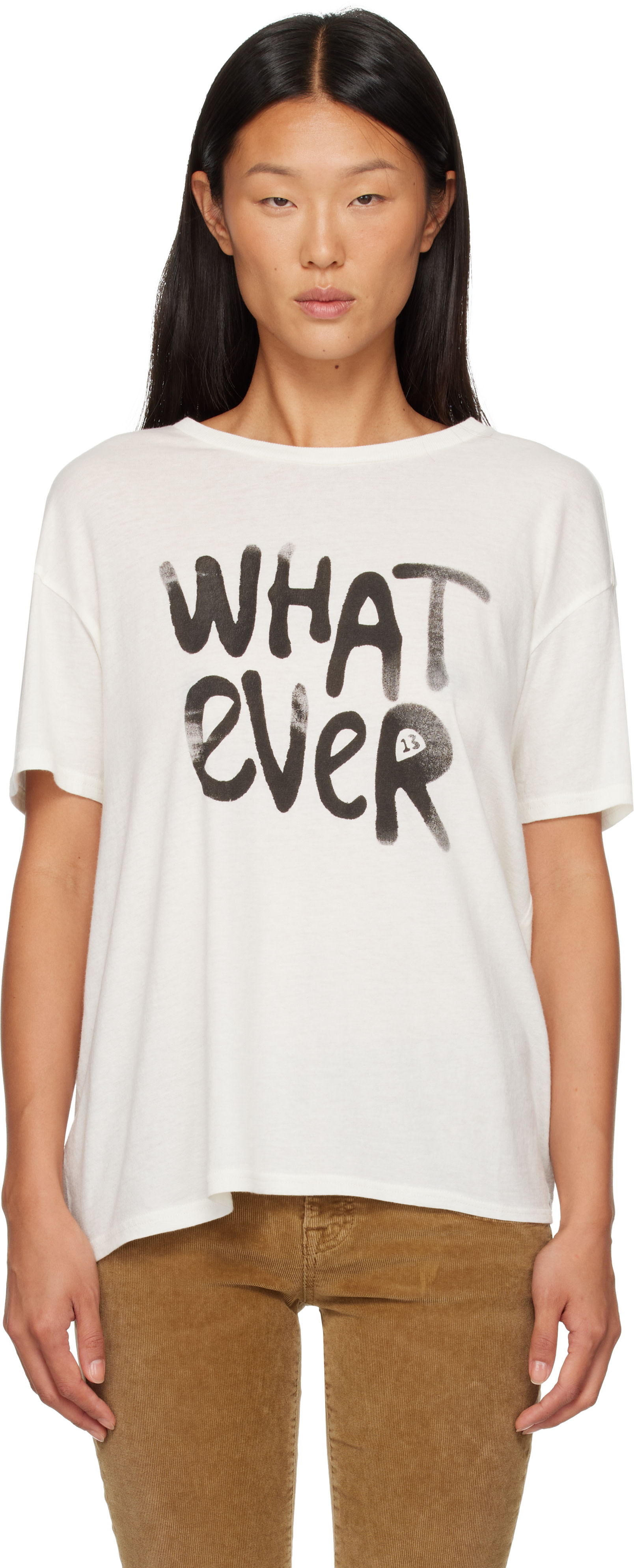 R13 - T-shirt décontracté 'Whatever' blanc cassé