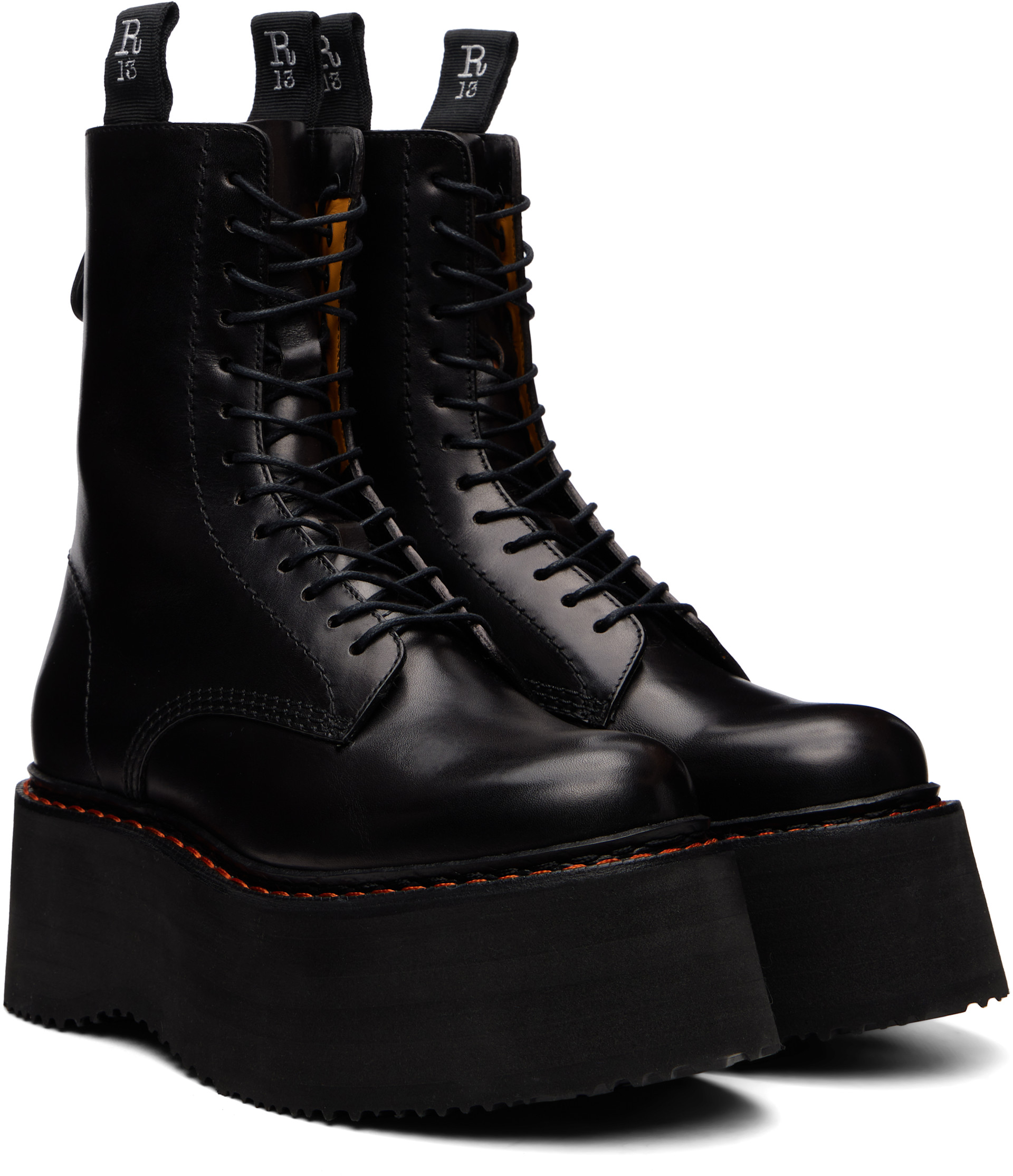 R13 - Black Double Stack Boots