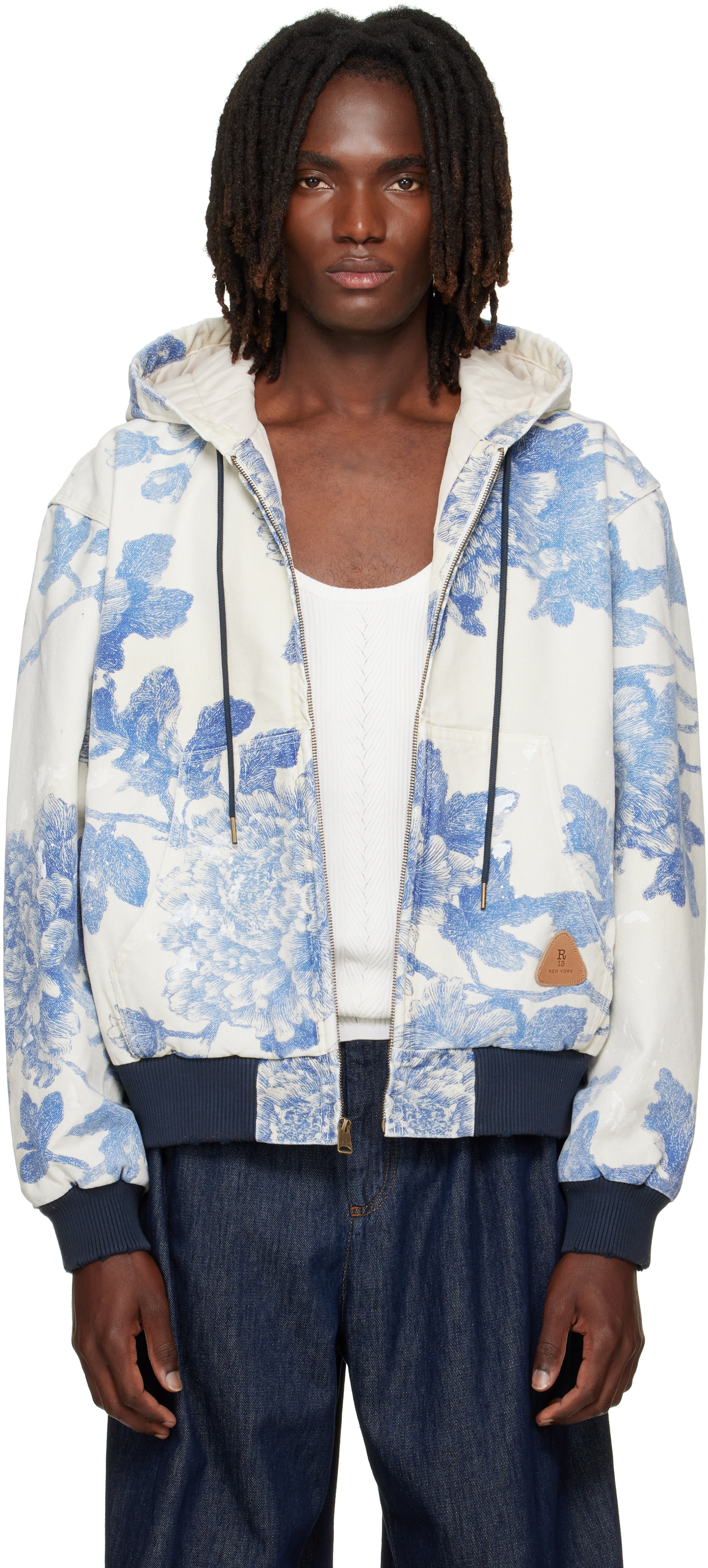 R13 - Off-White & Blue Relaxed Workwear Jacket
