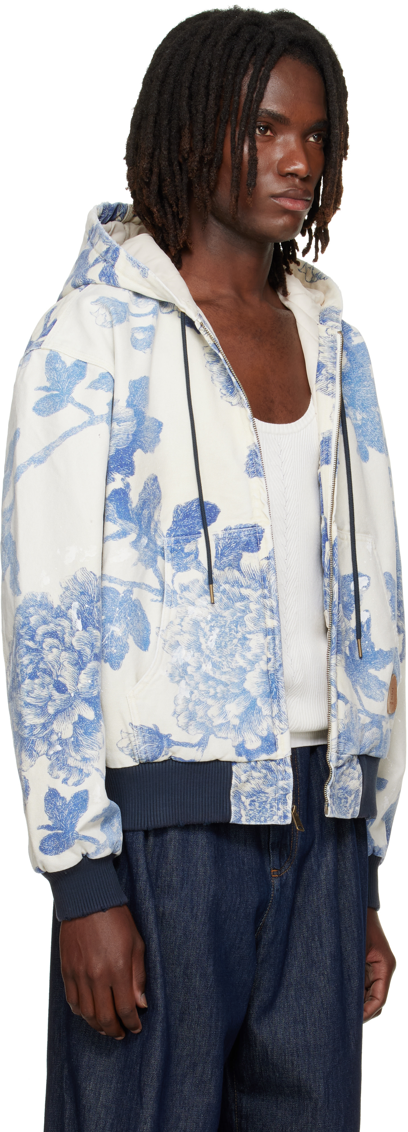 R13 - Off-White & Blue Relaxed Workwear Jacket
