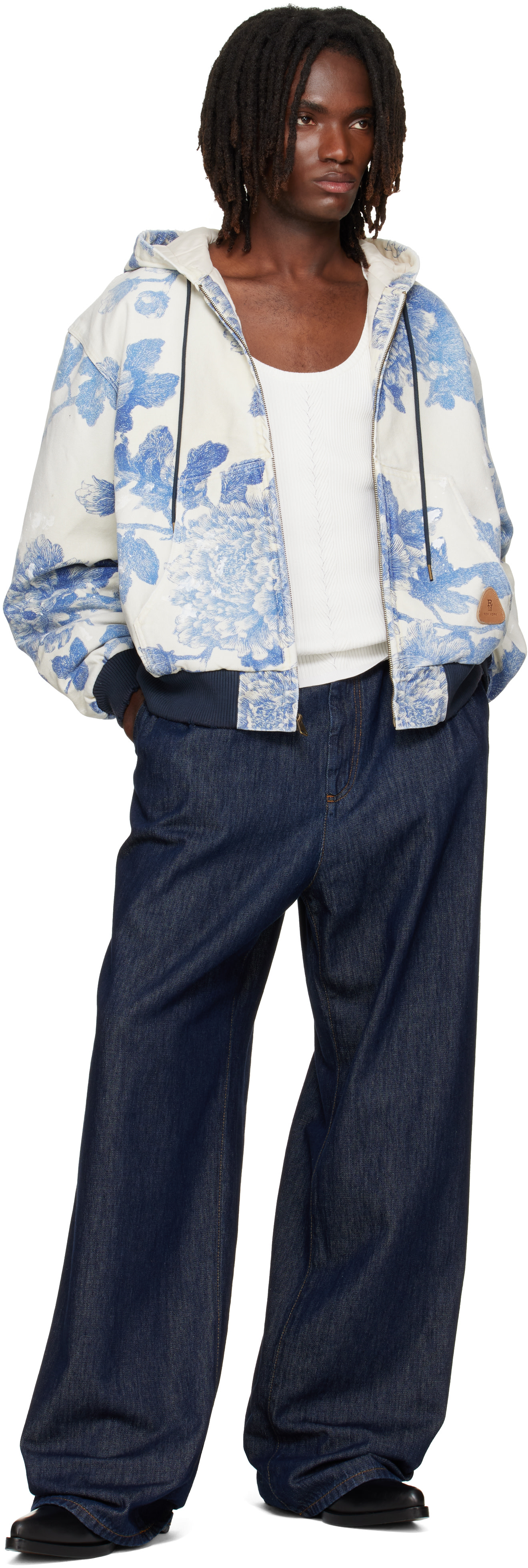 R13 - Off-White & Blue Relaxed Workwear Jacket