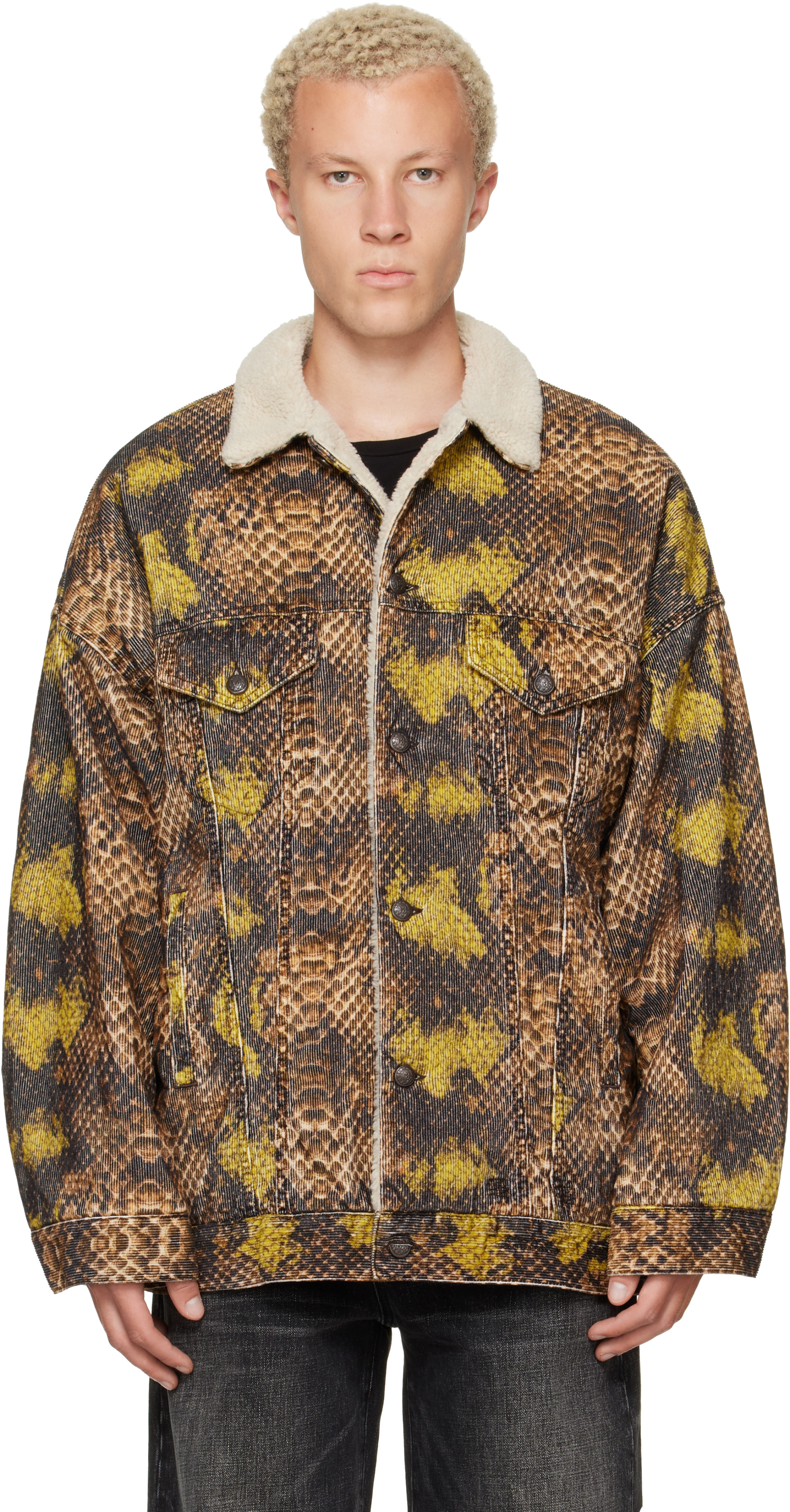 R13 - Brown & Green Oversized Trucker Jacket