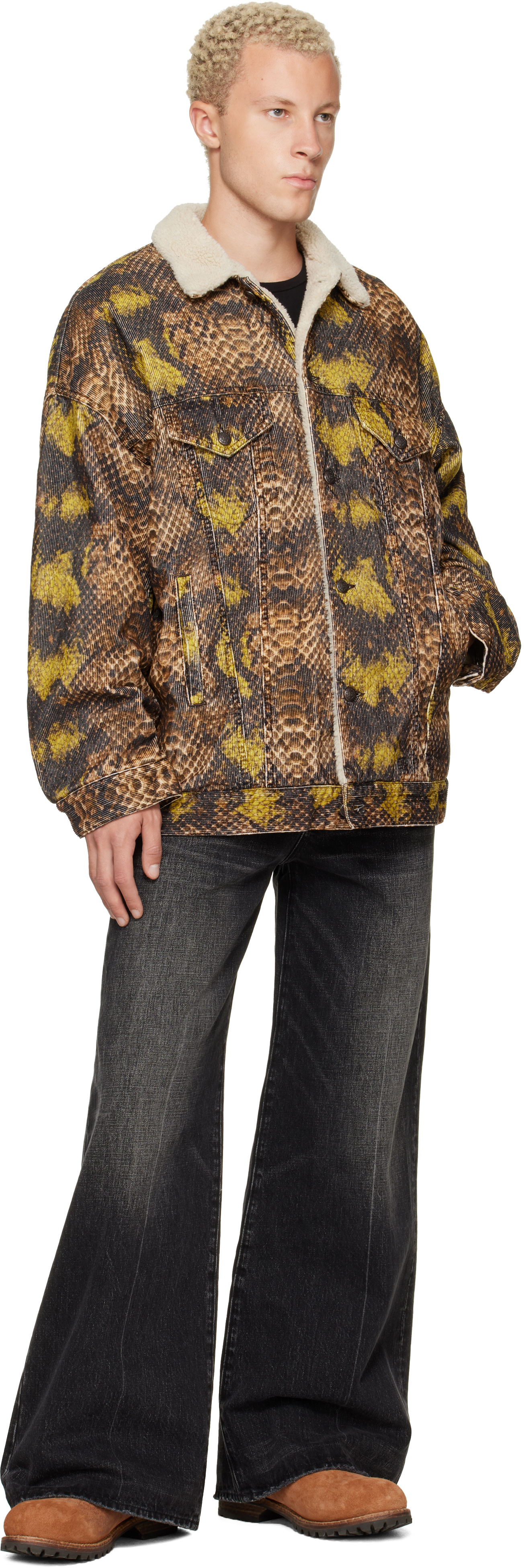 R13 - Brown & Green Oversized Trucker Jacket