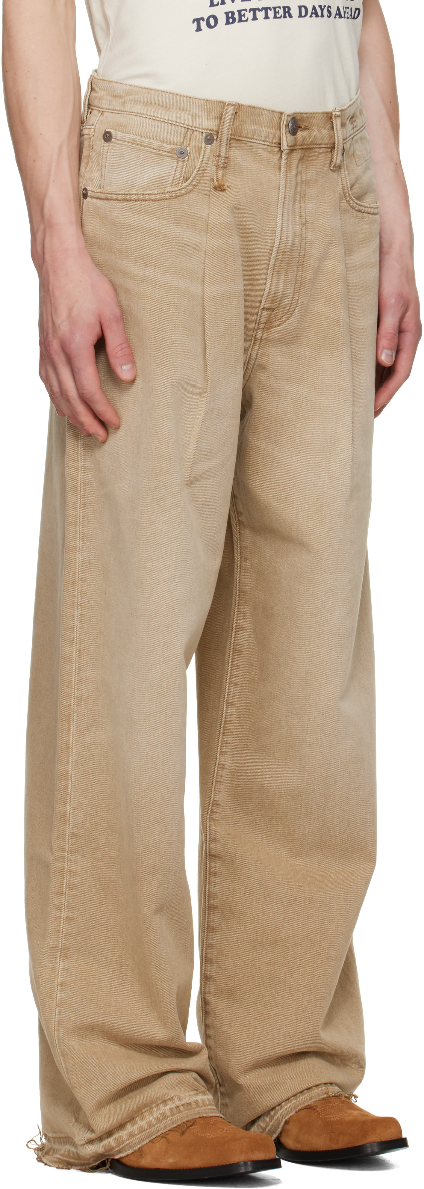 R13 - Jean Damon beige à plis