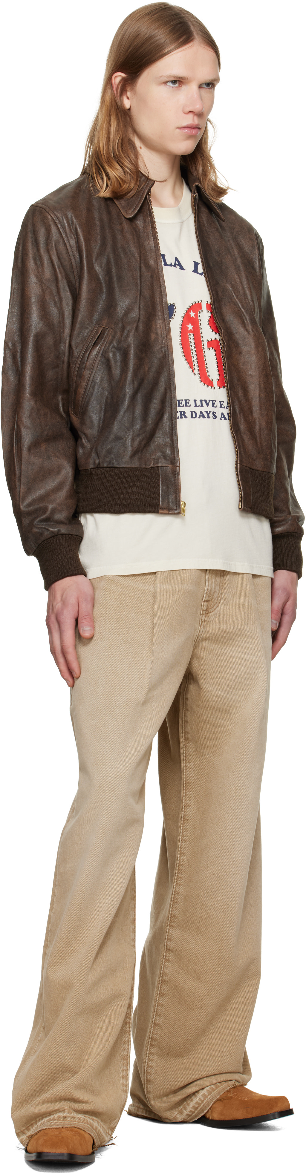 R13 - Jean Damon beige à plis