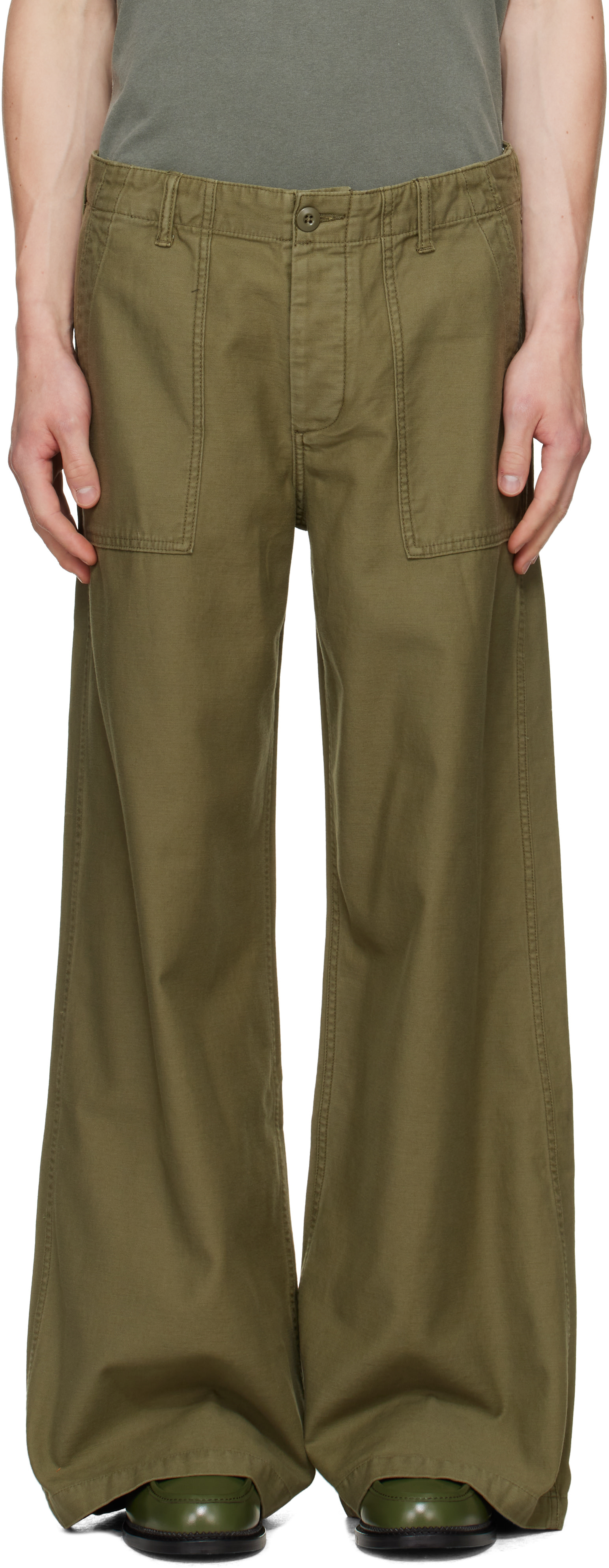 R13: Khaki D'Arcy Flare Utility Cargo Pants | SSENSE