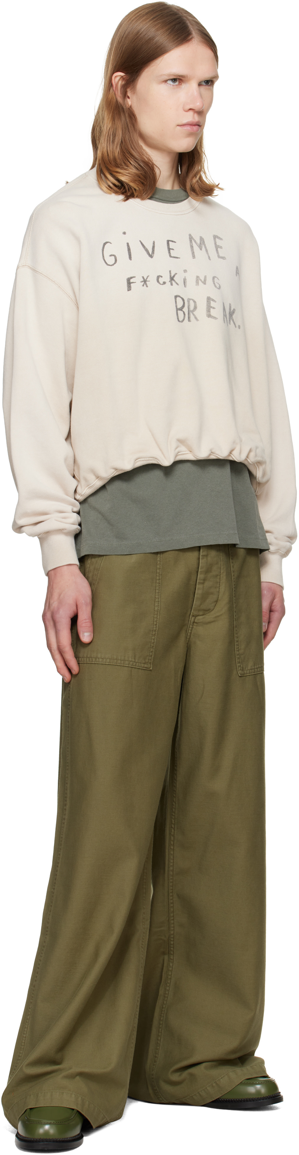 R13: Khaki D'Arcy Flare Utility Cargo Pants | SSENSE Canada