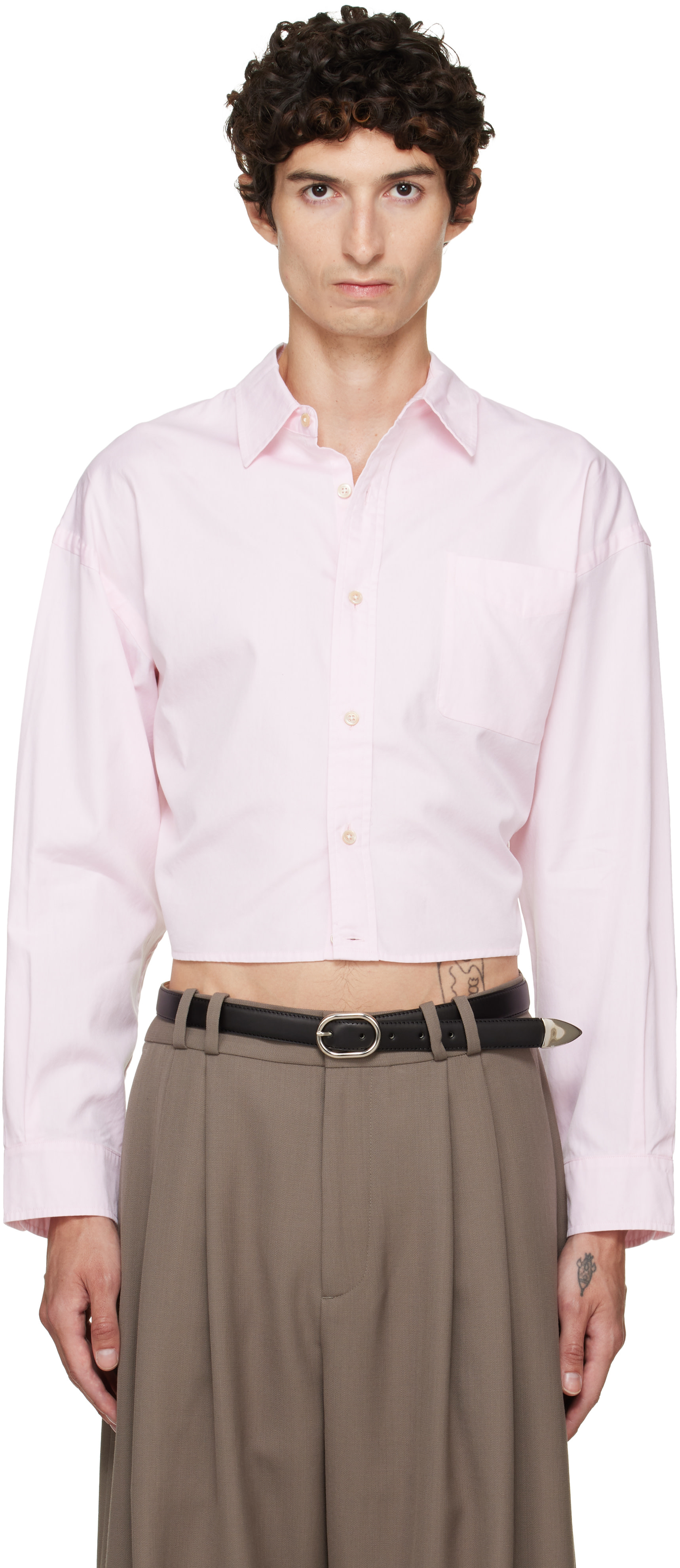 R13 - Pink Split Hem Boyfriend Shirt