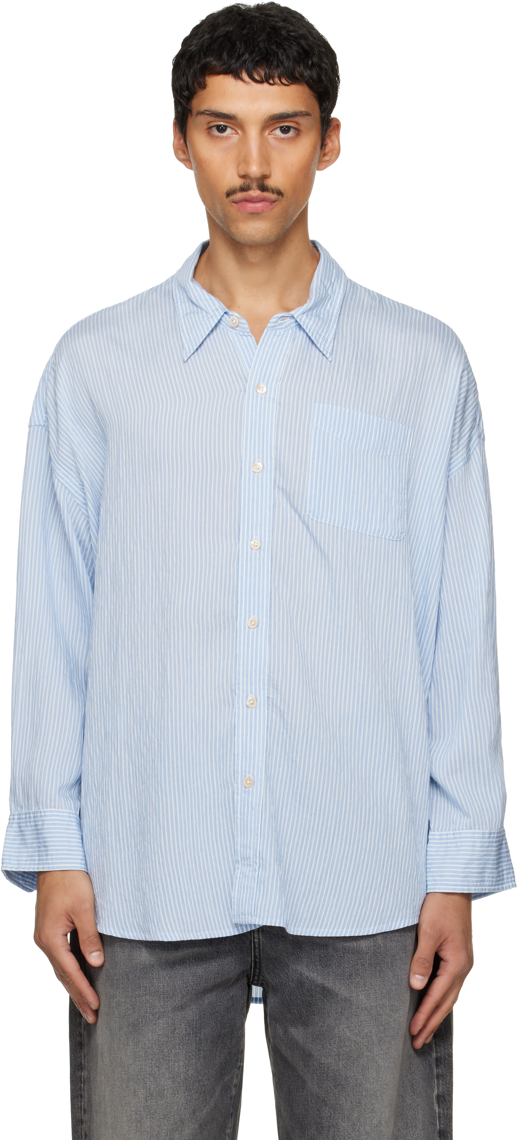 R13 - Blue Drop Neck Shirt