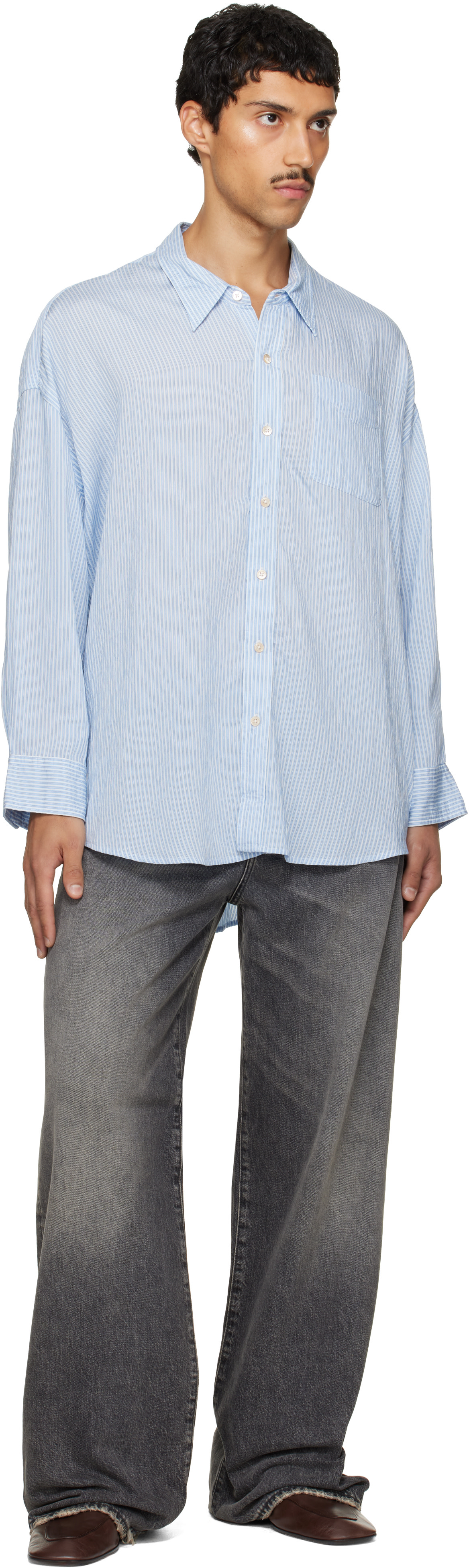 R13 - Blue Drop Neck Shirt