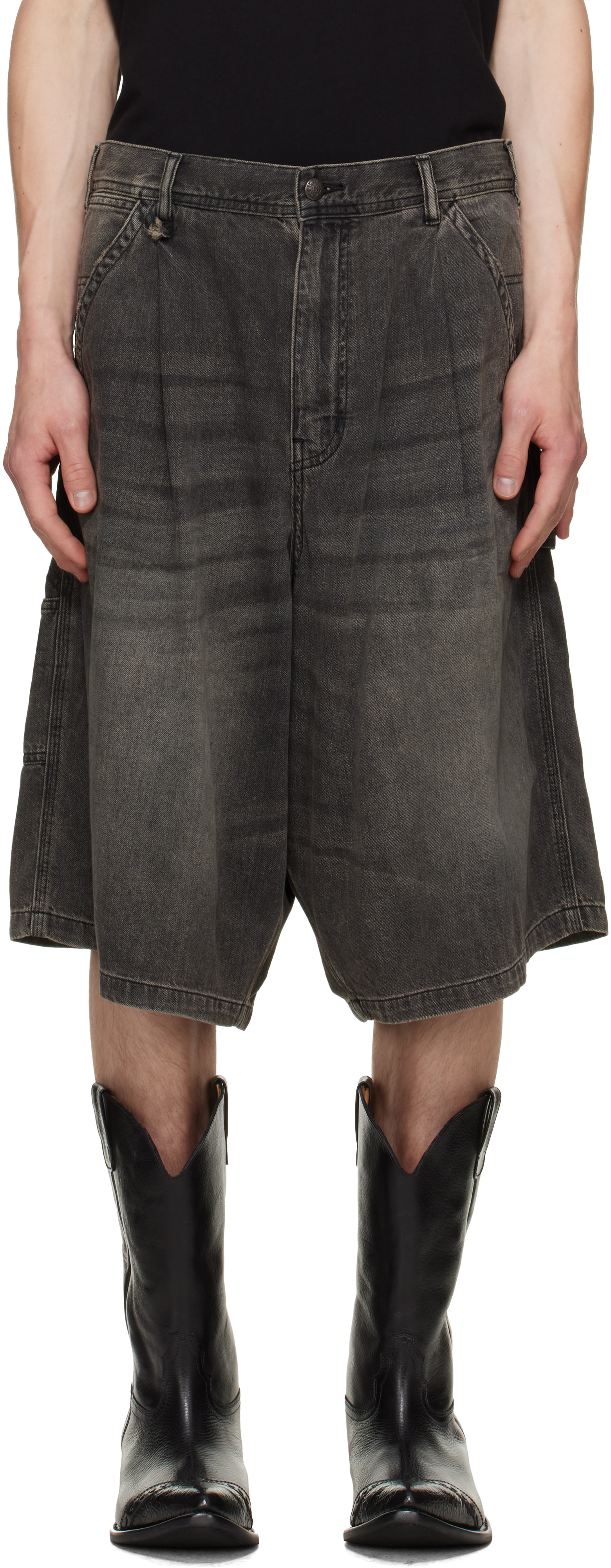 R13 - Short menuisier Jesse noir en denim
