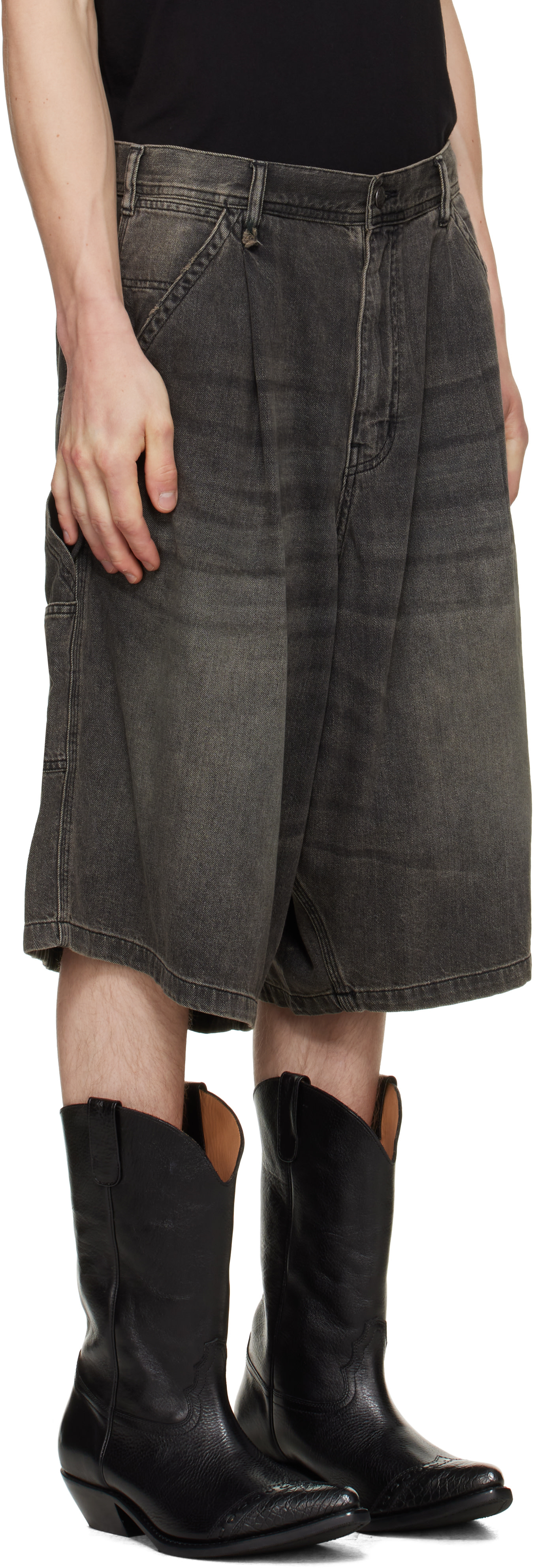 R13 - Short menuisier Jesse noir en denim