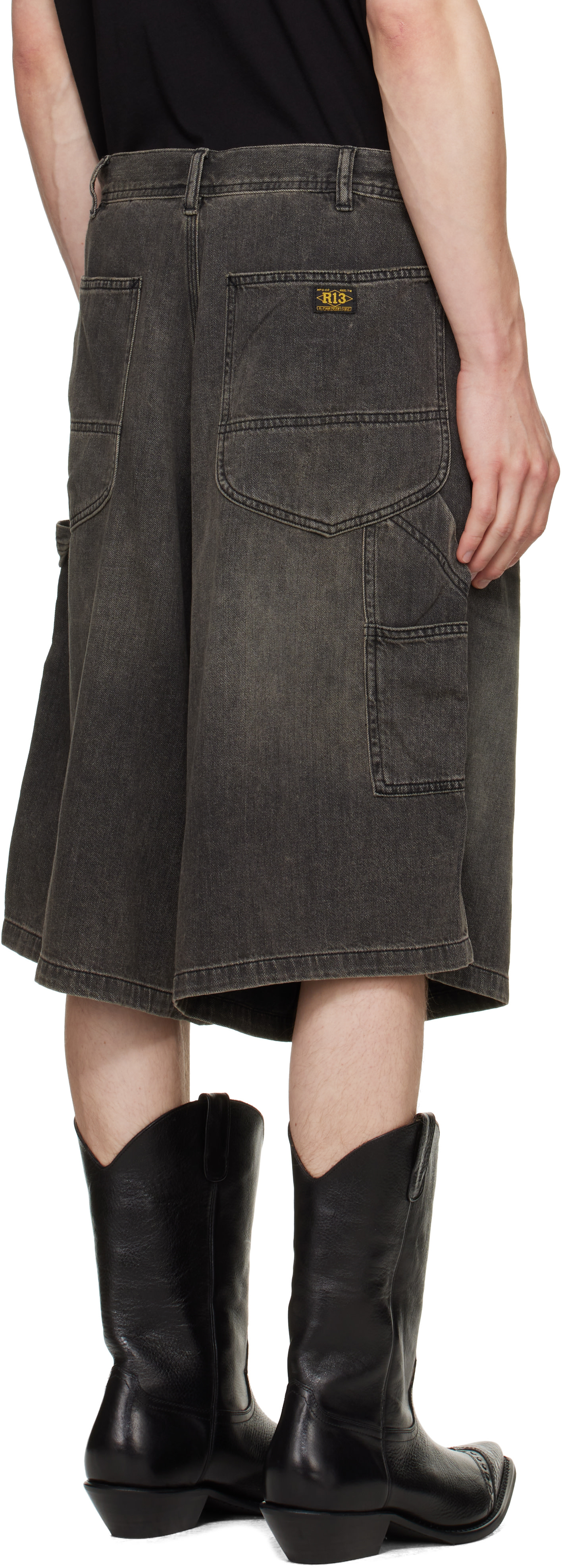 R13 - Short menuisier Jesse noir en denim
