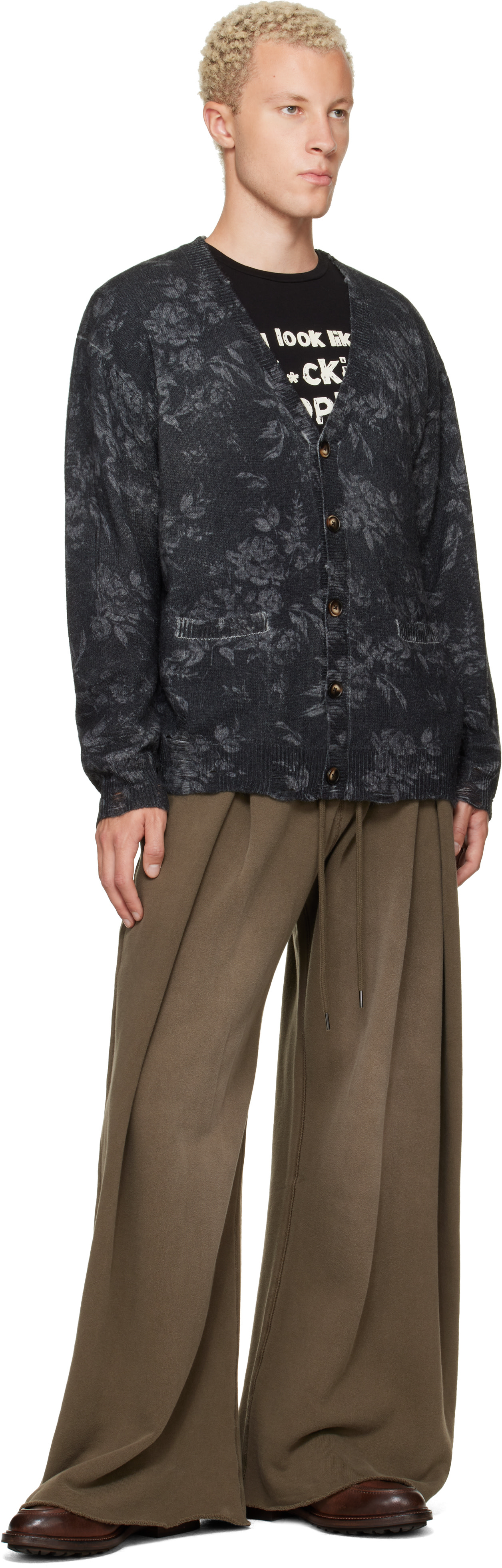 R13 - Gray Printed Boyfriend Cardigan