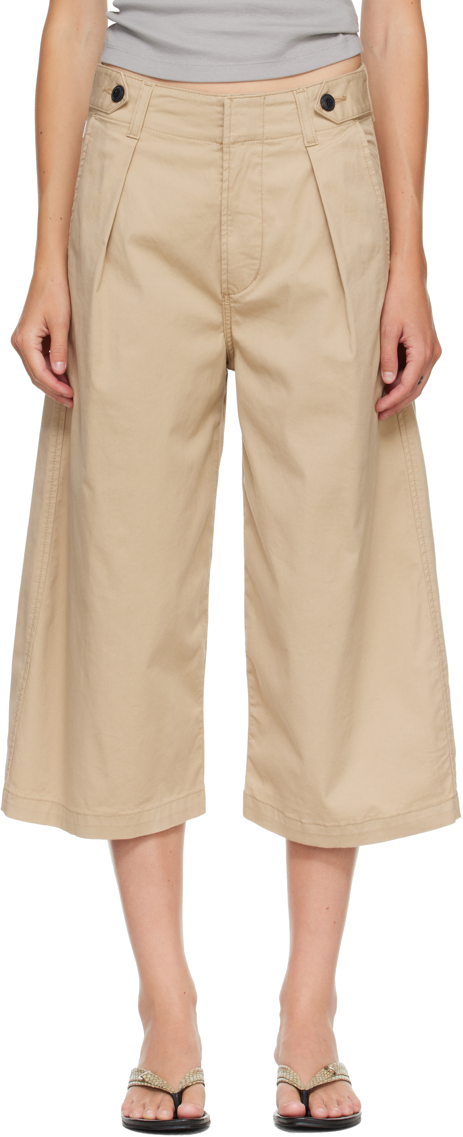 Citizens of Humanity: Beige Cocoon Culotte Trousers | SSENSE