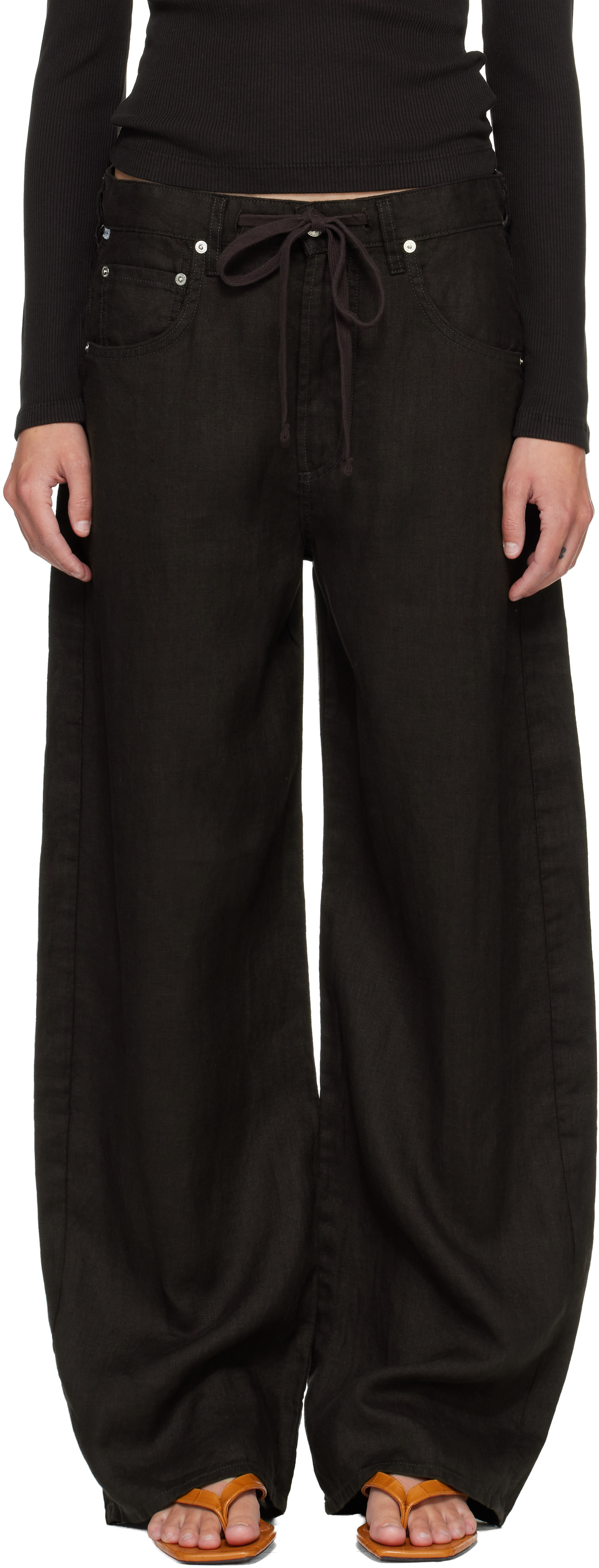 パンツ CITIZENS of HUMANITY Citizens of Humanity: Brown Brynn Drawstring Linen Trousers