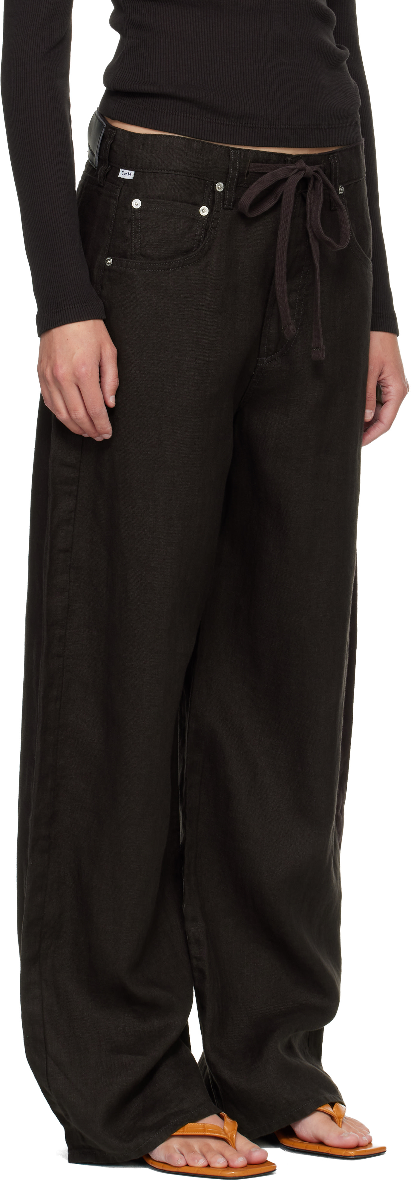 Citizens of Humanity: Brown Brynn Drawstring Linen Trousers | SSENSE