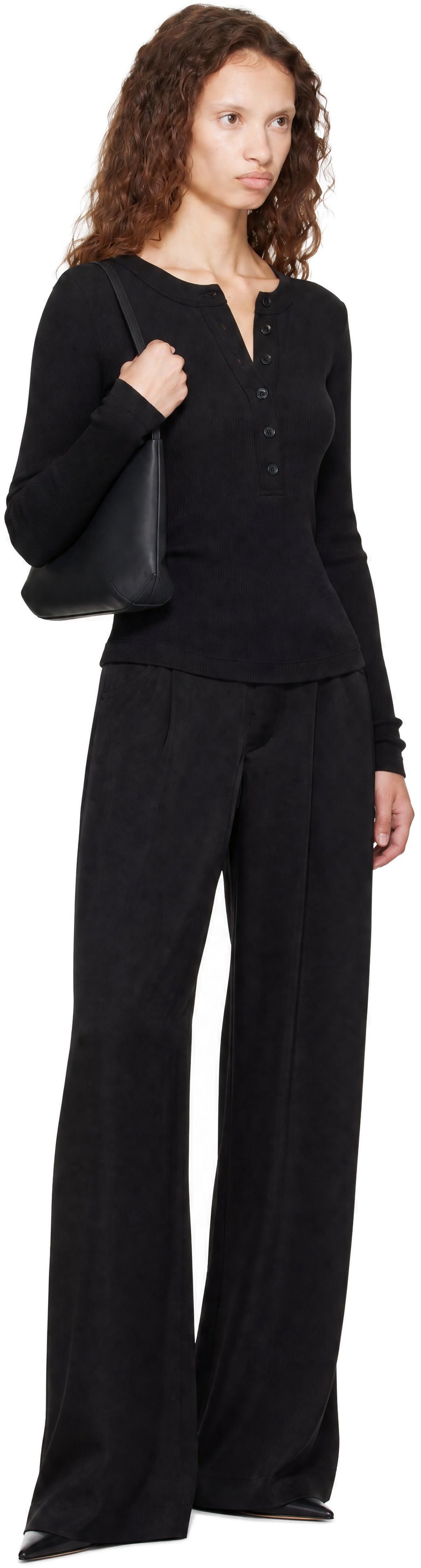 Citizens of Humanity: Black Brynn Hammered Satin Trousers | SSENSE