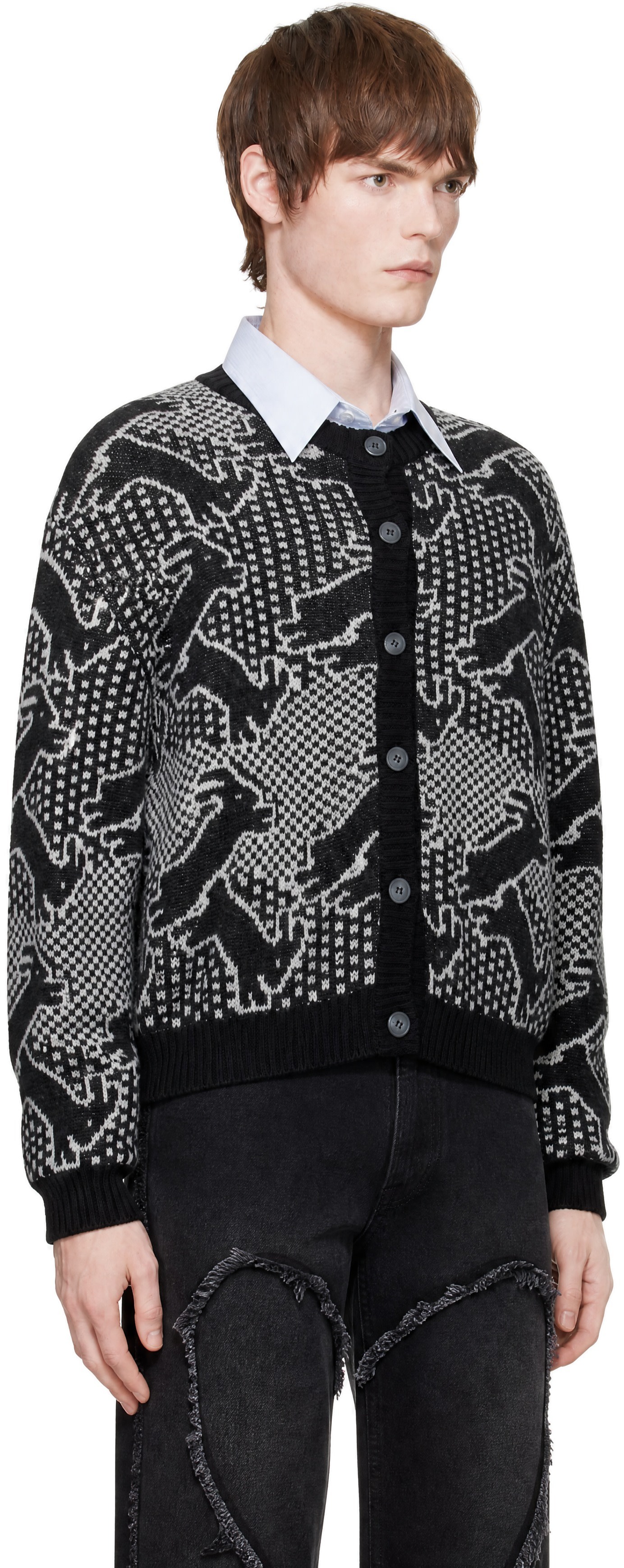 Carne Bollente: Gray Night of 1000 Rabbits Cardigan | SSENSE