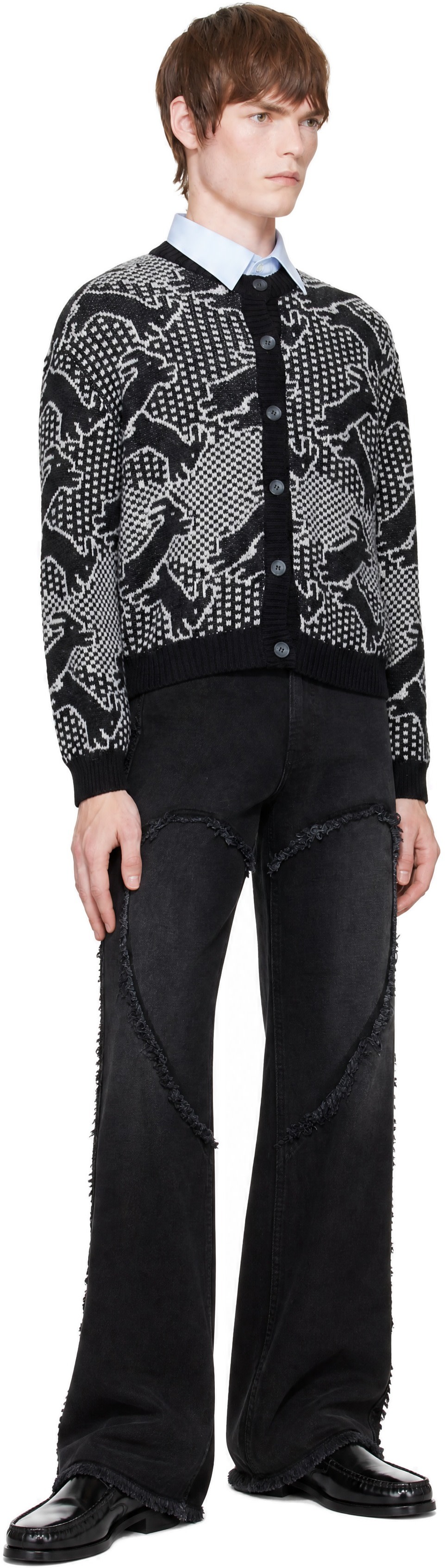 Carne Bollente: Gray Night of 1000 Rabbits Cardigan | SSENSE