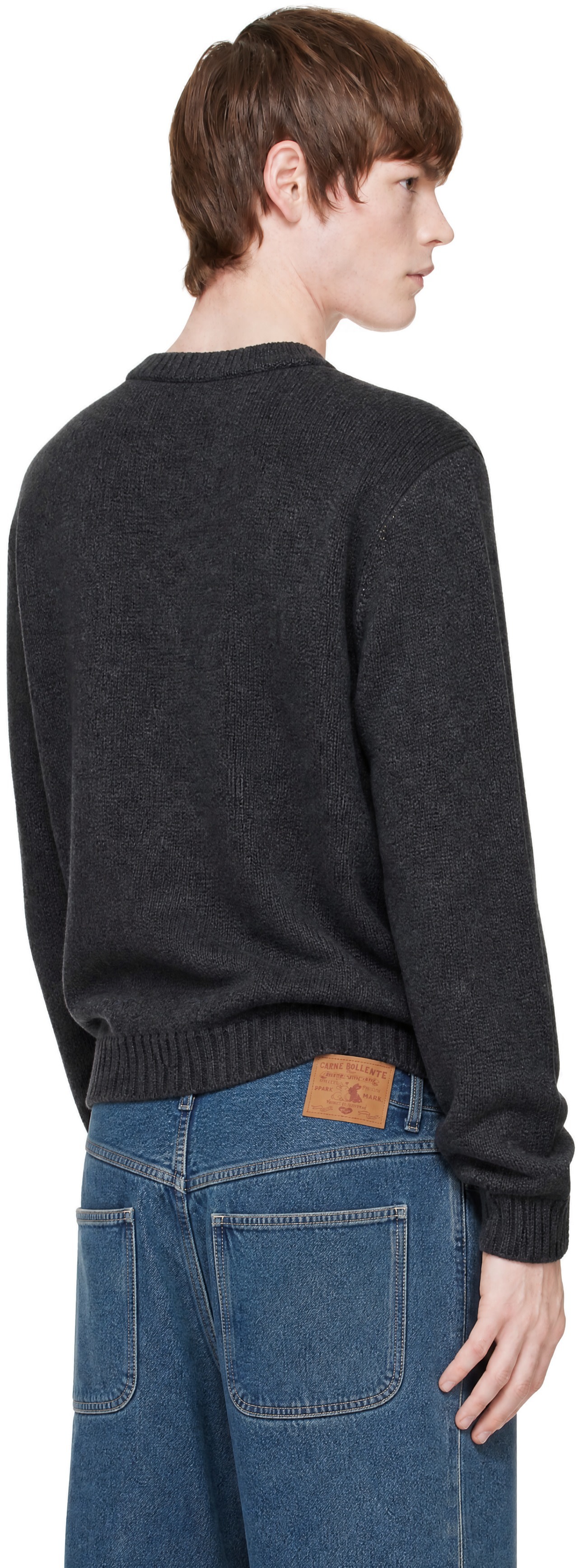 Carne Bollente - Pull gris en tricot brossé