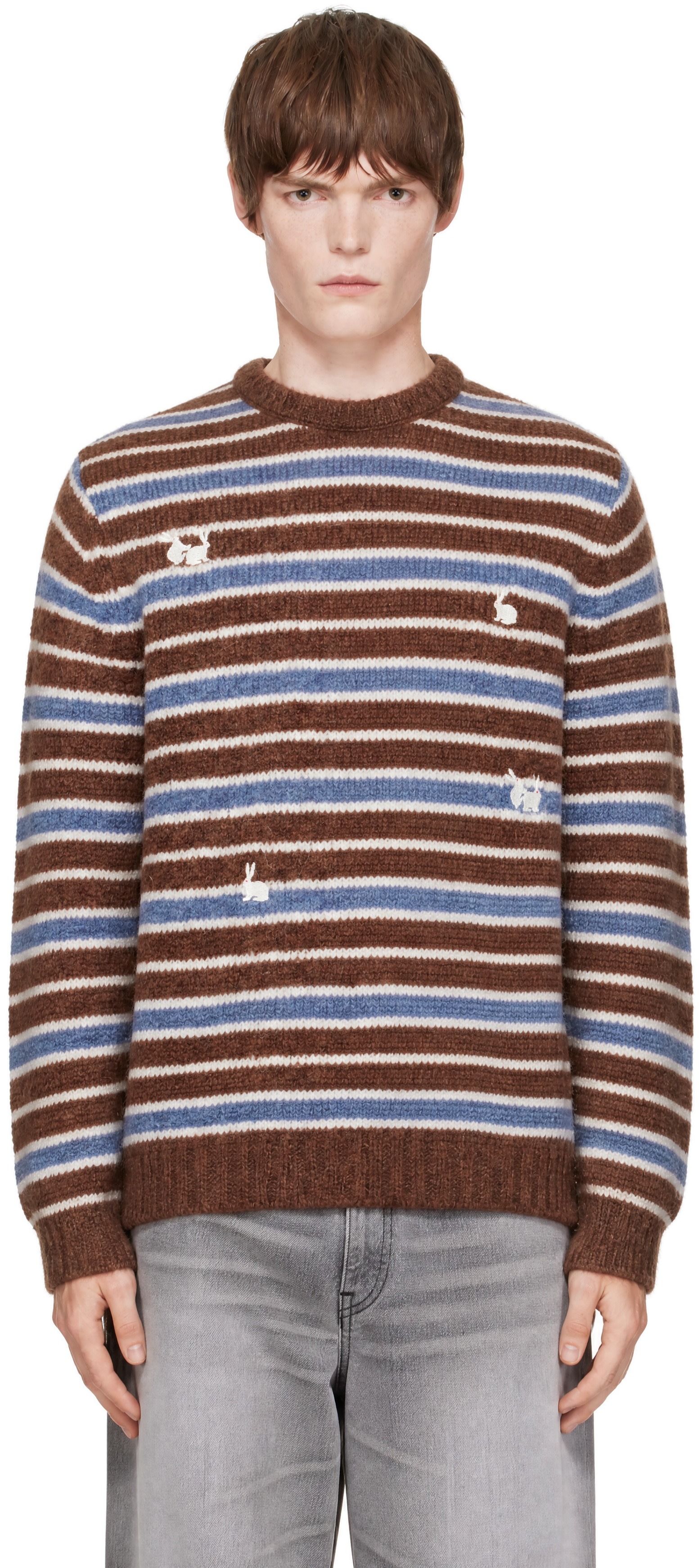 Carne Bollente - Pull Bunny Crossings brun et bleu