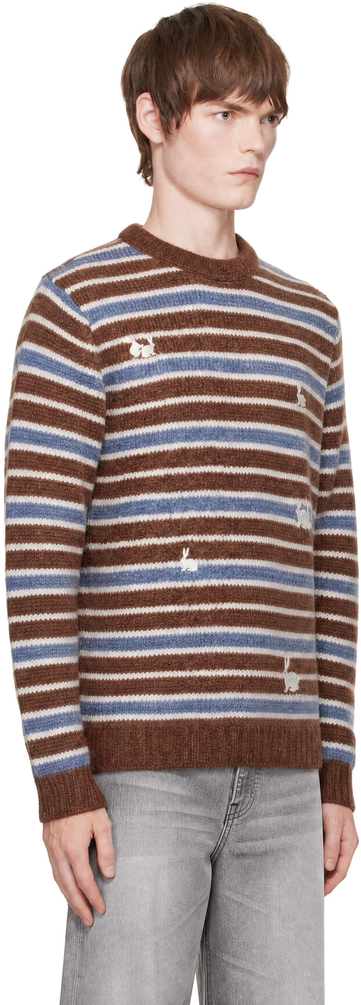 Carne Bollente - Pull Bunny Crossings brun et bleu