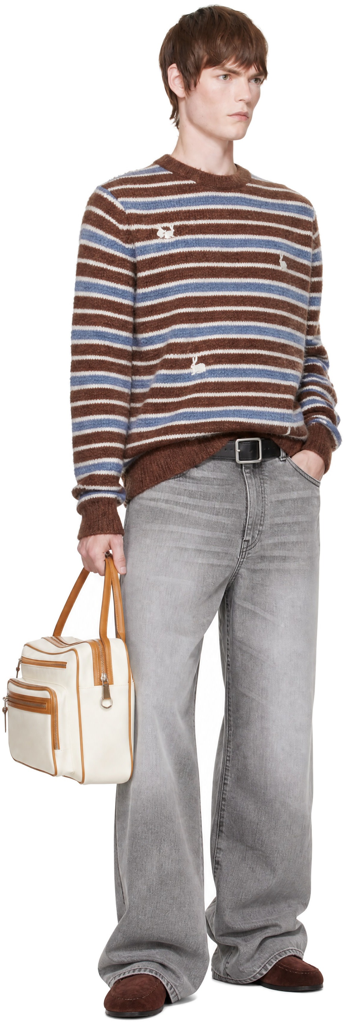 Carne Bollente - Pull Bunny Crossings brun et bleu