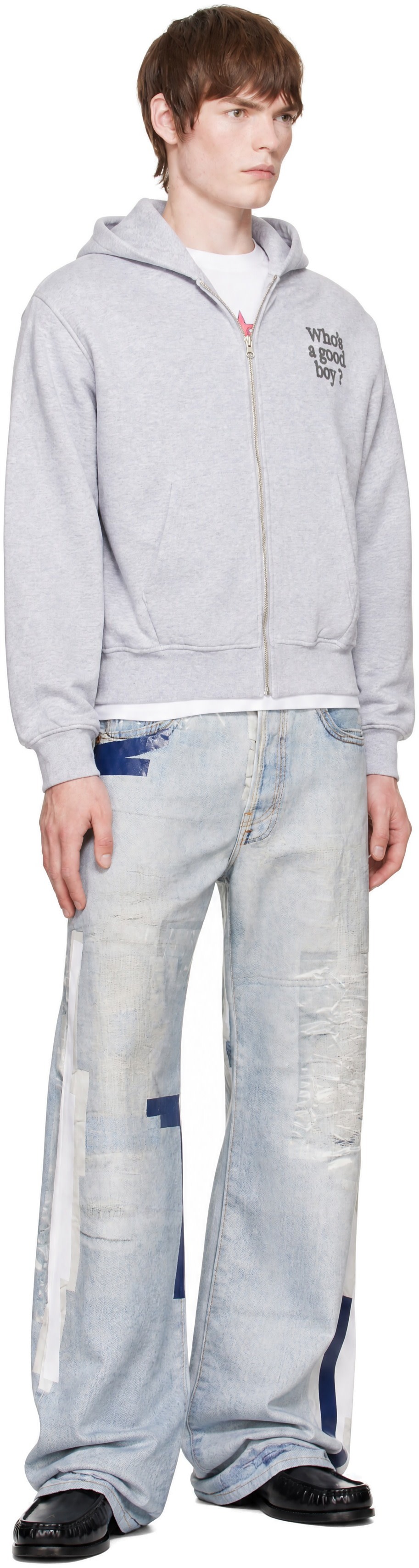 Carne Bollente: Gray 'Who's a Good Boy?' Hoodie | SSENSE