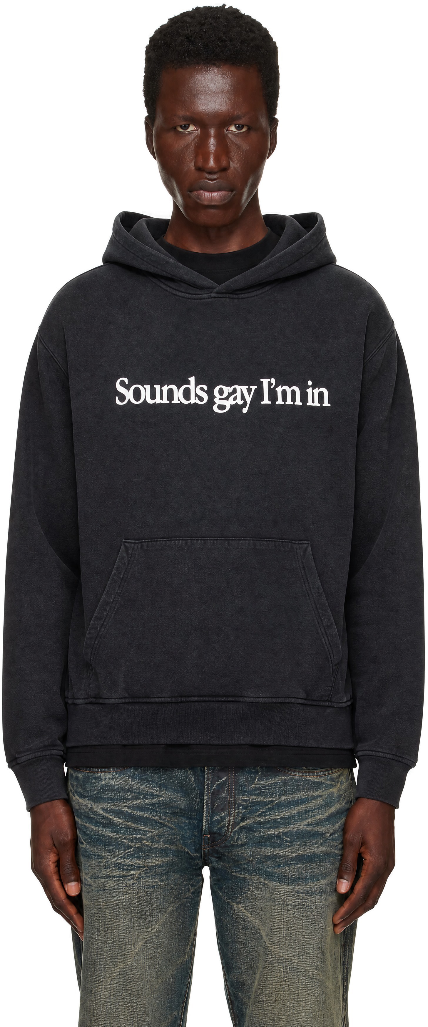 Carne Bollente: SSENSE限定 ブラック 'Sounds Gay' フーディ | SSENSE