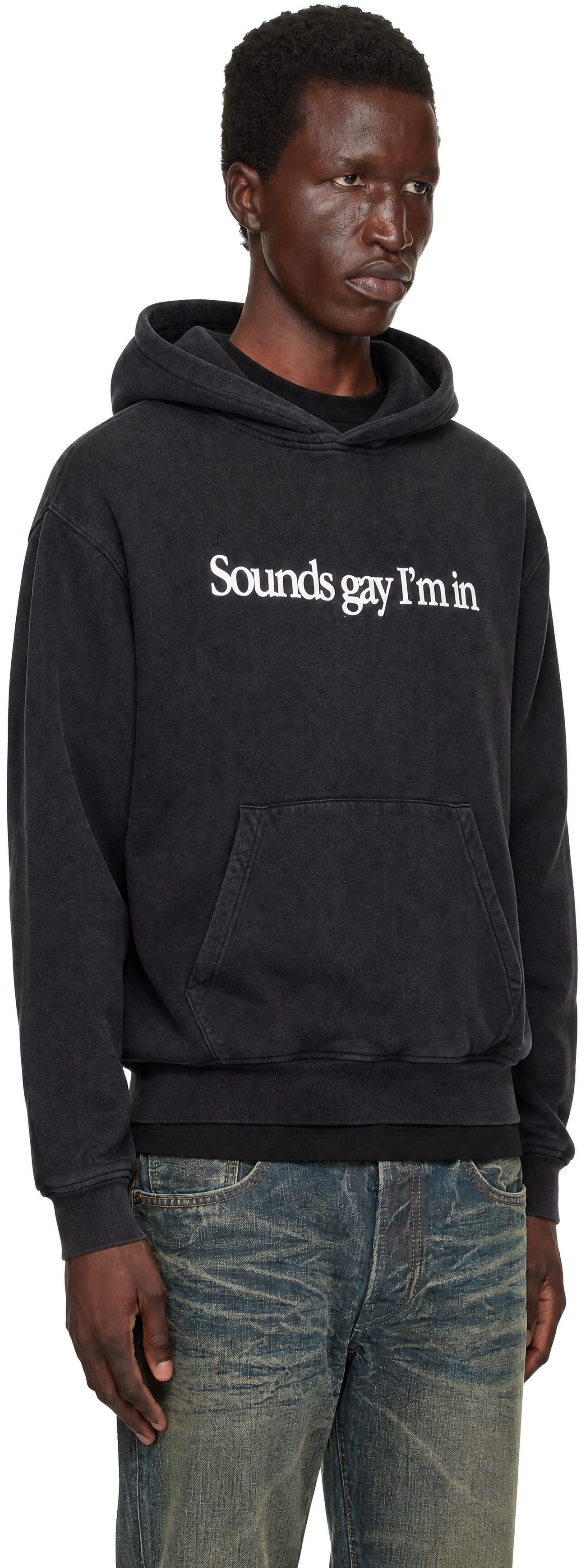 Carne Bollente: SSENSE限定 ブラック 'Sounds Gay' フーディ | SSENSE