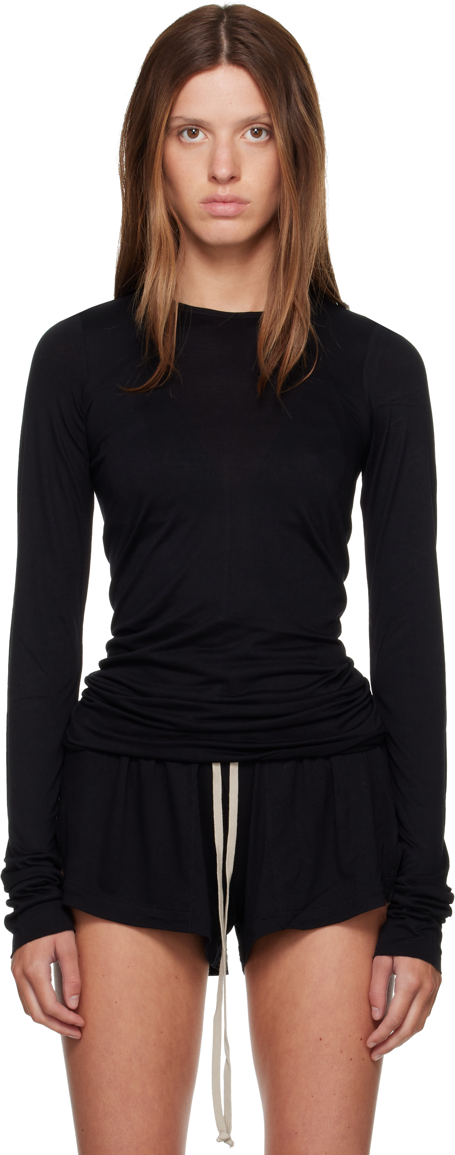 Rick Owens Lilies: ブラック Tower Basic 長袖Tシャツ | SSENSE 日本