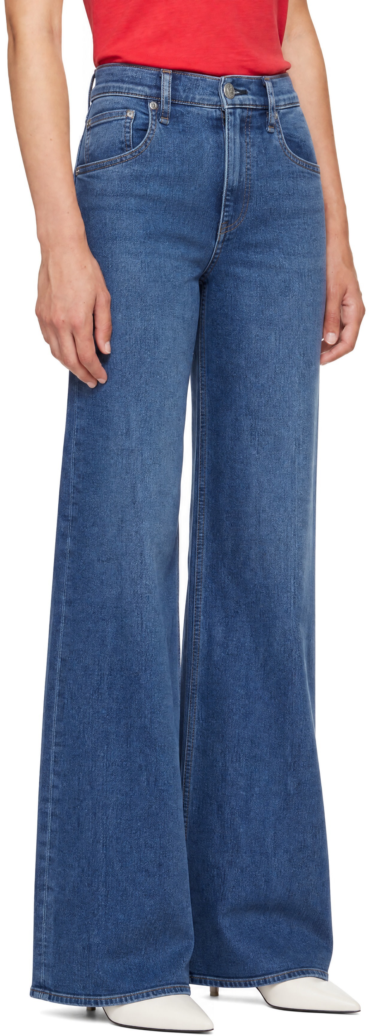 rag & bone - Jean ample Andi bleu en denim extensible
