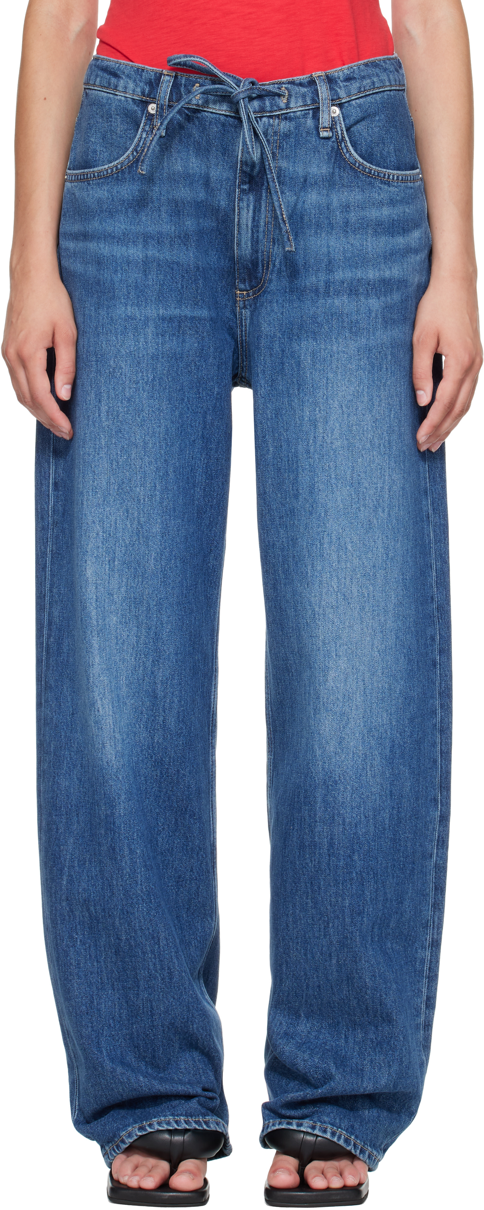 rag & bone - Jean ample Phoebe bleu à cordon coulissant